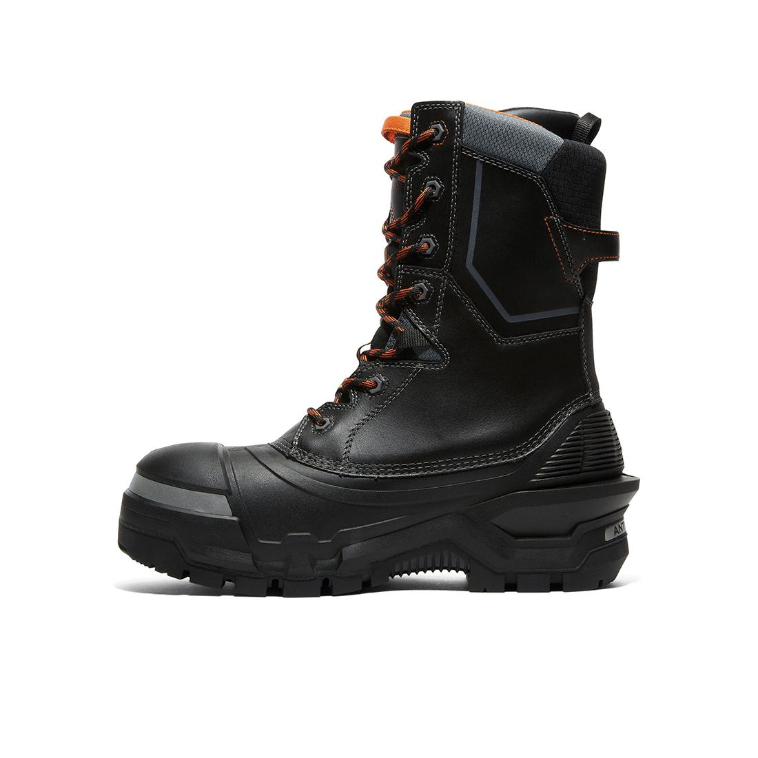 Pac Max 10 Inch Waterproof Composite Toe Work Boots for Men - CSA Approved Safety Shoes, Black/Orange - Ideal for Construction, Industrial Work & Outdoor Activities