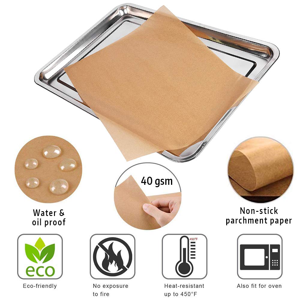 Comfylife 200 Sheets Unbleached Parchment Paper for Baking - 10x15 Inch Precut Non-Stick Baking Sheets, No Curl No Tear No Burn - Chemical-Free Cookie & Pastry Paper for Oven, Air Fryer & Meal Prep