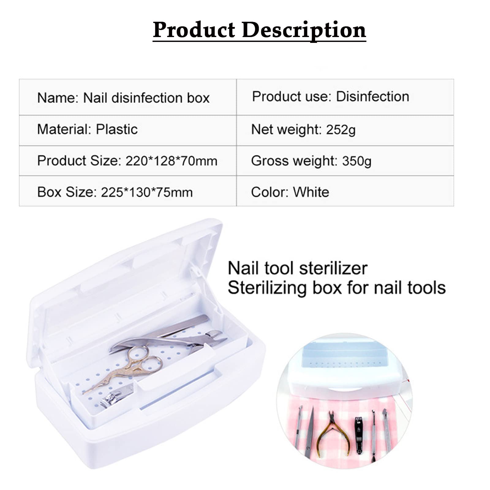 Professional Nail Art Tool Sterilizer Tray - Plastic UV Sterilizing Storage Box Organizer for Salon, Spa & Manicure Equipment - Sanitizes Nail Tools, Tweezers & Cutters (White) - Perfect for Nail Salons, Home Manicures & Beauty Professionals