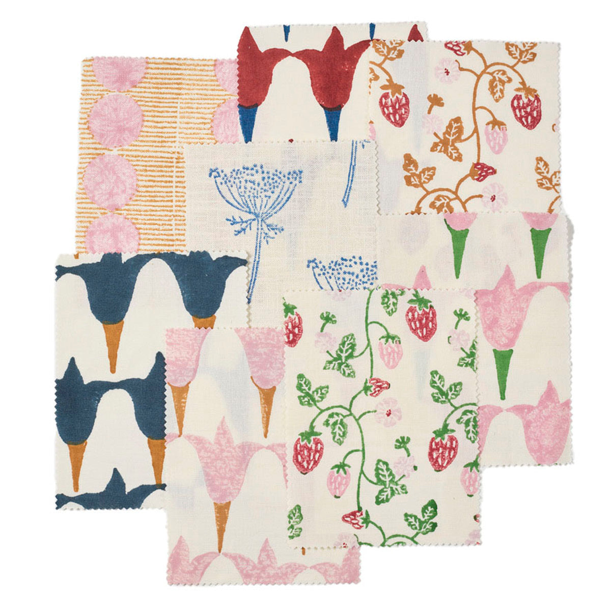 Greencombe Block Printed Fabric Sample Set - Premium Handcrafted Cotton Swatches for DIY Crafts, Quilting & Home Decor