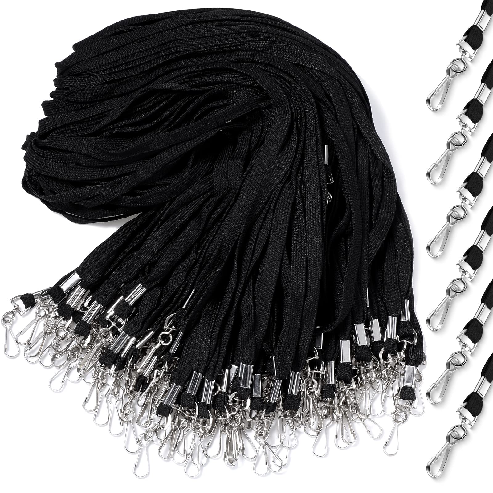 200pcs Flat ID Lanyards with Swivel Hook - Office & School Badge Holders