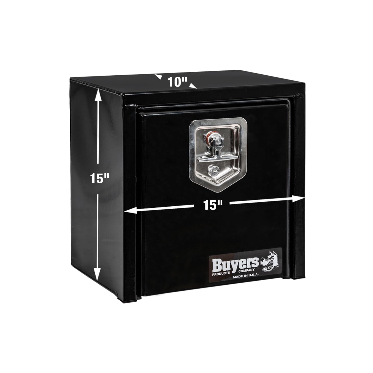 Buyers Products 1703310 Black Steel Underbody Truck Tool Box with Lockable T-Handle Latch - 15x10x15 Inch - Made in USA - Durable Pickup Truck Storage for Tools & Equipment - Perfect for Off-Roading, Construction & Work Sites