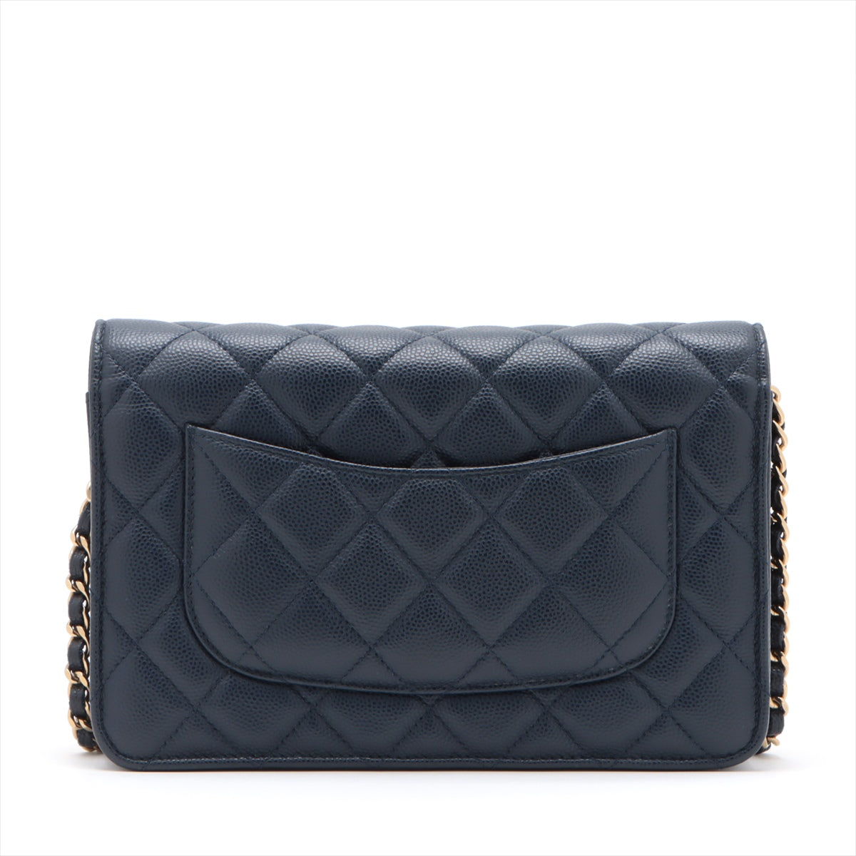 Chanel Caviar Leather Wallet On Chain WOC Crossbody Bag in Navy Blue with Microchip - Perfect for Evening Events, Travel & Everyday Luxury Accessory