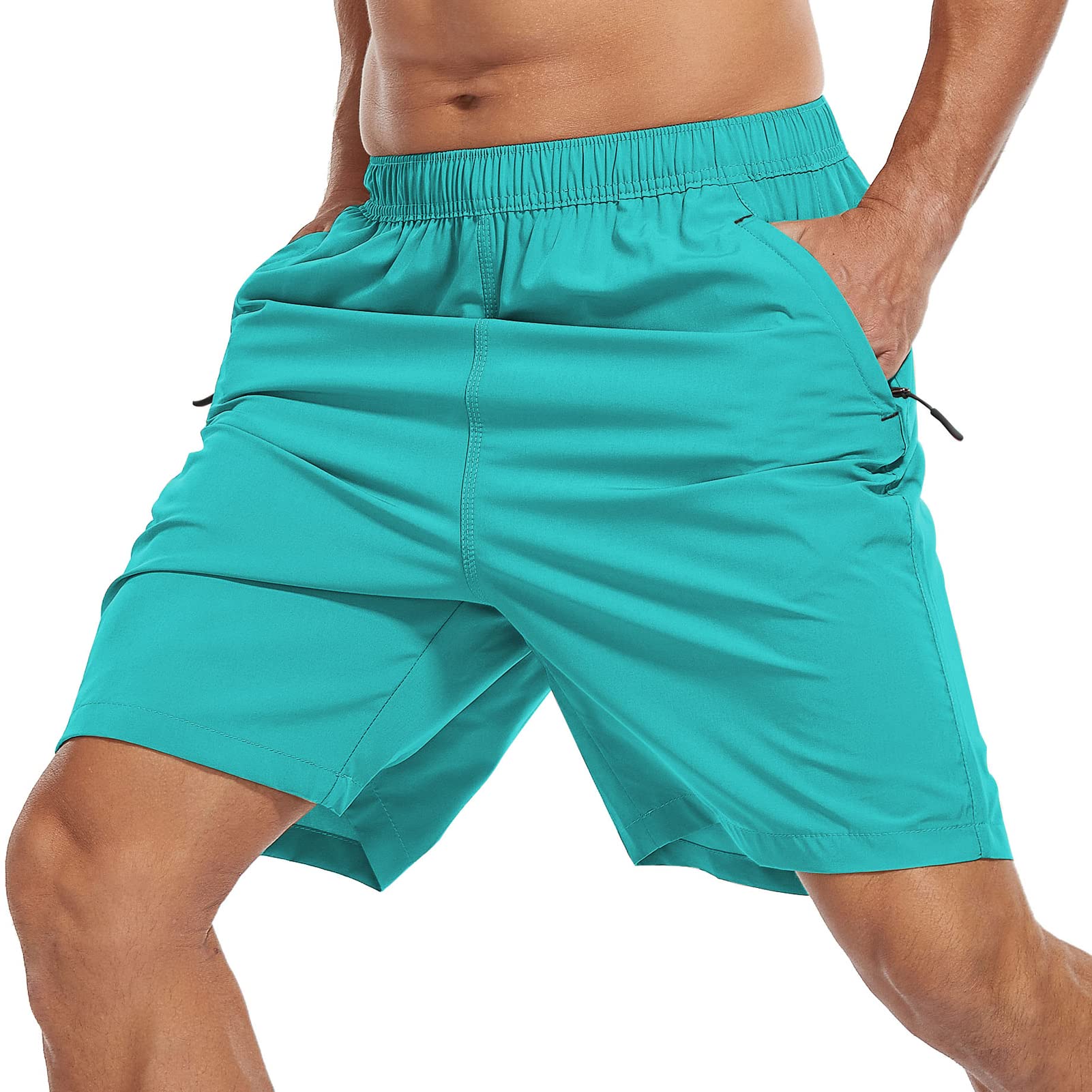SPOSULEI Men's Quick-Dry Hiking Shorts - Water Resistant Lightweight Athletic Shorts with Zipper Pockets for Outdoor Running, Camping & Travel