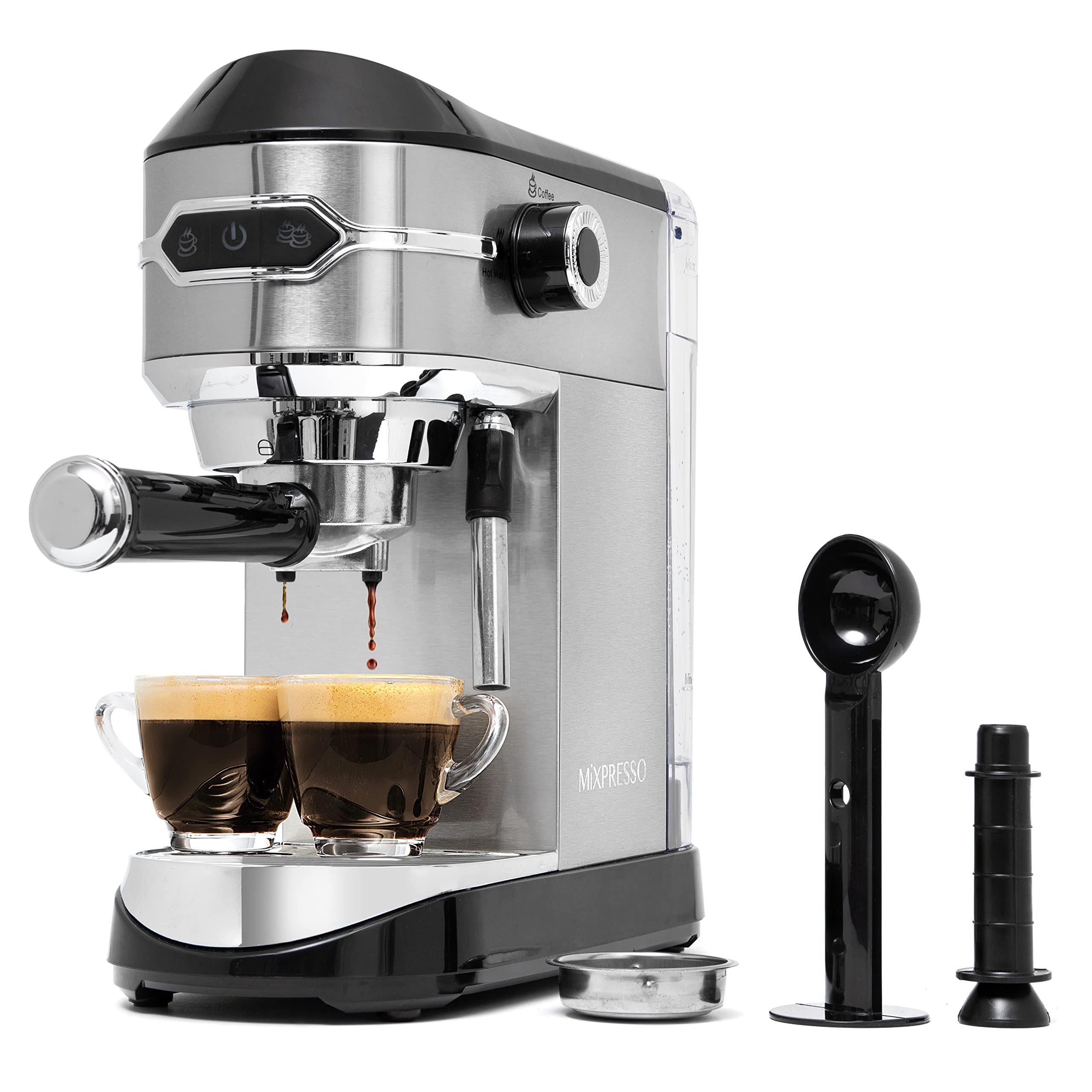 Premium Mixpresso 15 Bar Espresso Machine with Milk Frother - Fast Heating Automatic Coffee Maker with Steam Wand for Latte & Cappuccino - 37oz Removable Water Tank, 1450W - Perfect for Home Baristas & Coffee Lovers (Ideal for Breakfast, Office Use & Entertaining)