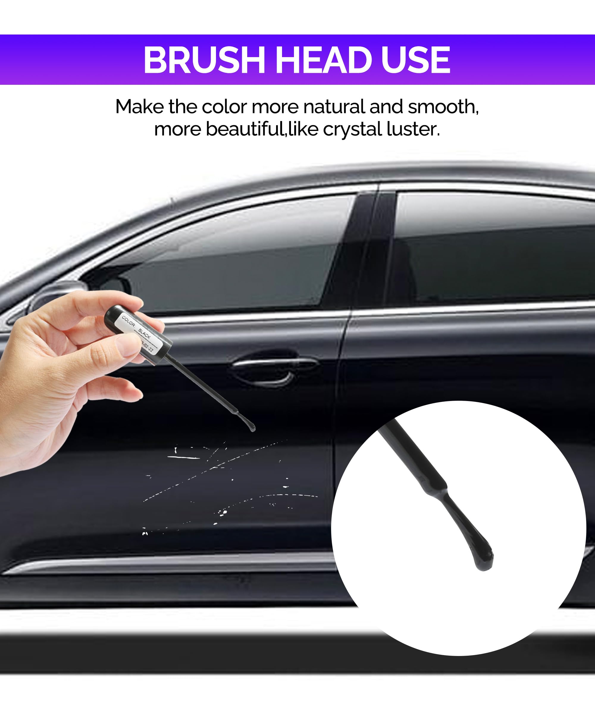 RACOONA Automotive Touch Up Paint Pen - Scratch Repair Kit for Cars (Black) | Perfect for Minor Scratches, Chips & Paint Damage | DIY Car Accessories for Quick Fixes at Home or On The Go