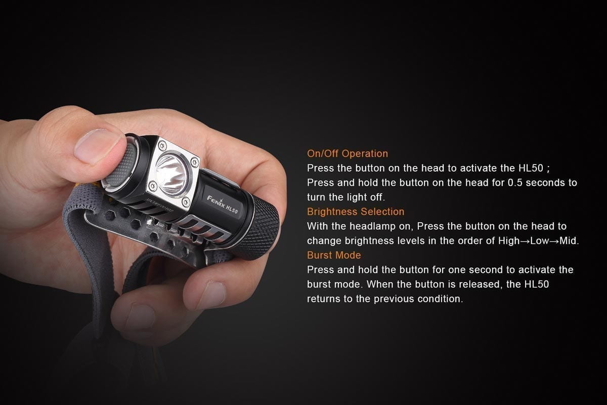 Fenix HL50 Rechargeable Headlamp - 500 Lumens LED Headlight for Camping, Hiking & Outdoor Adventures (Discontinued Model)