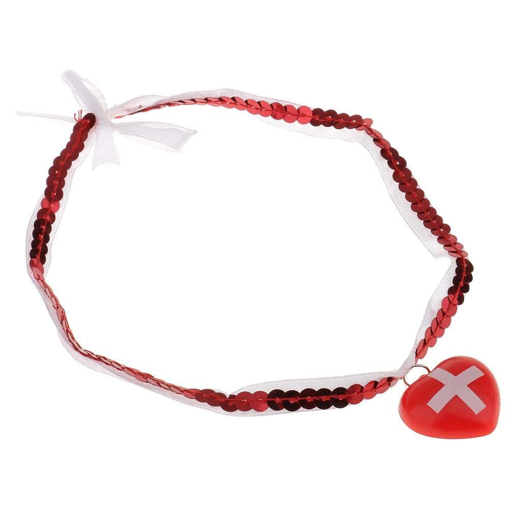 Americana Halloween Nurse Costume Choker Necklace - Red Lace Collar for Cosplay, Halloween Party & Medical-Themed Events