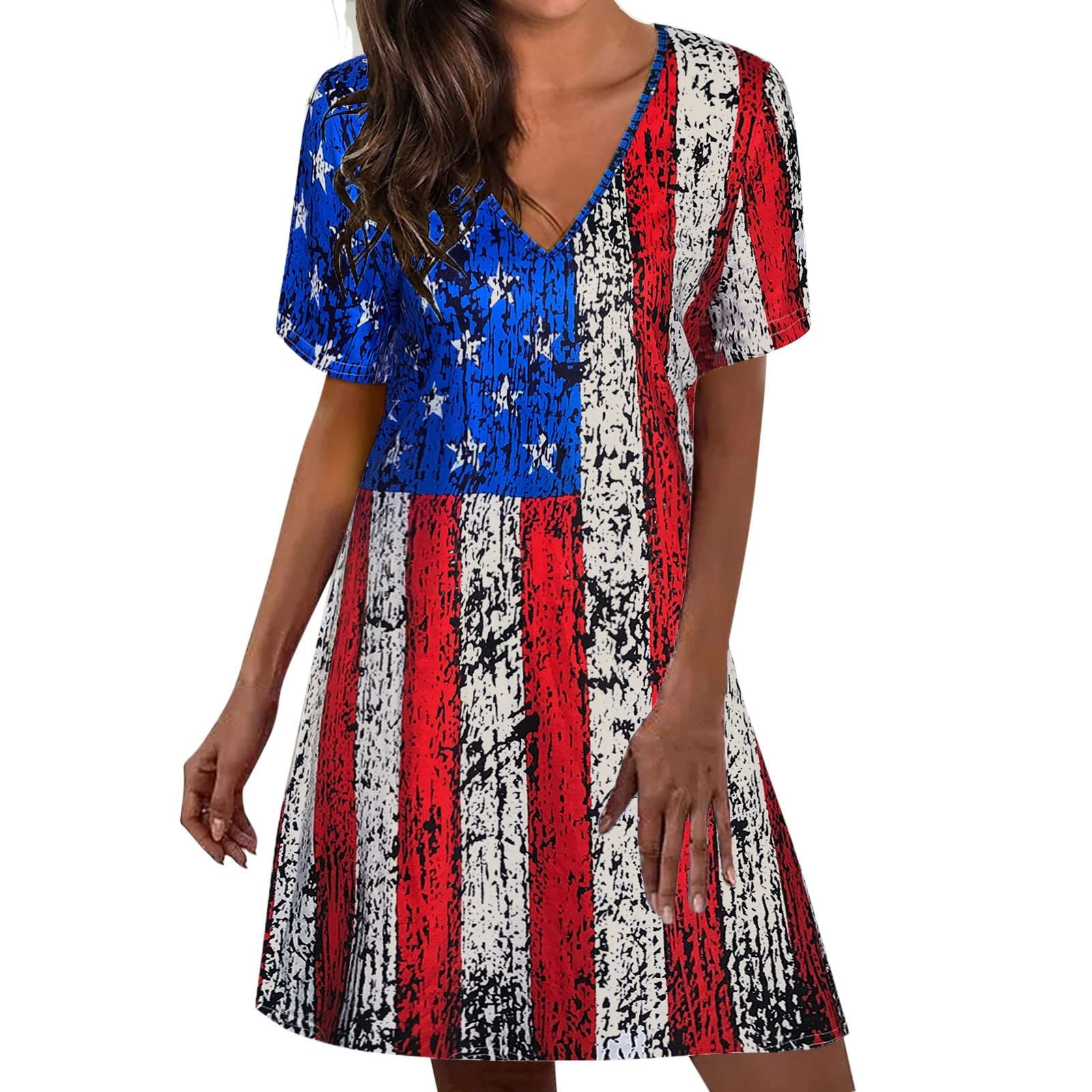 Women's Casual Short Sleeve Summer Dresses 2022 - V Neck Swing Loose Dress (Style 0516A) | Perfect for Beach Outings, Picnics & Everyday Wear
