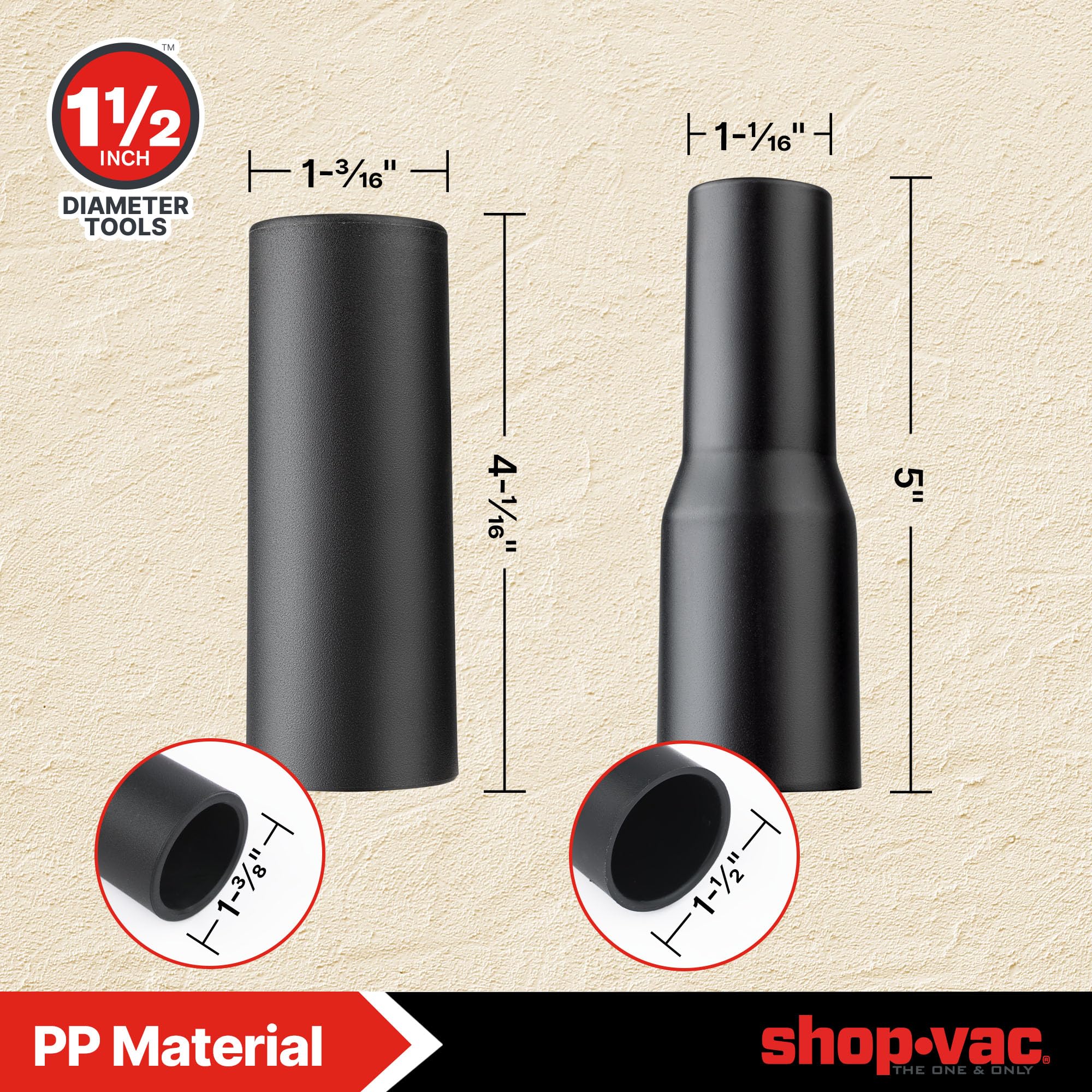 LED Lighted Shop-Vac Nozzle Kit - 4-Piece Air-Powered Vacuum Attachment Set with 1-1/2