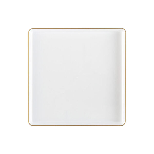 20-Piece White and Gold Square Plastic Dinnerware Set - Elegant Disposable Plates, Bowls, Cups & Cutlery for 10 Guests - Perfect for Weddings, Parties, and Outdoor Events