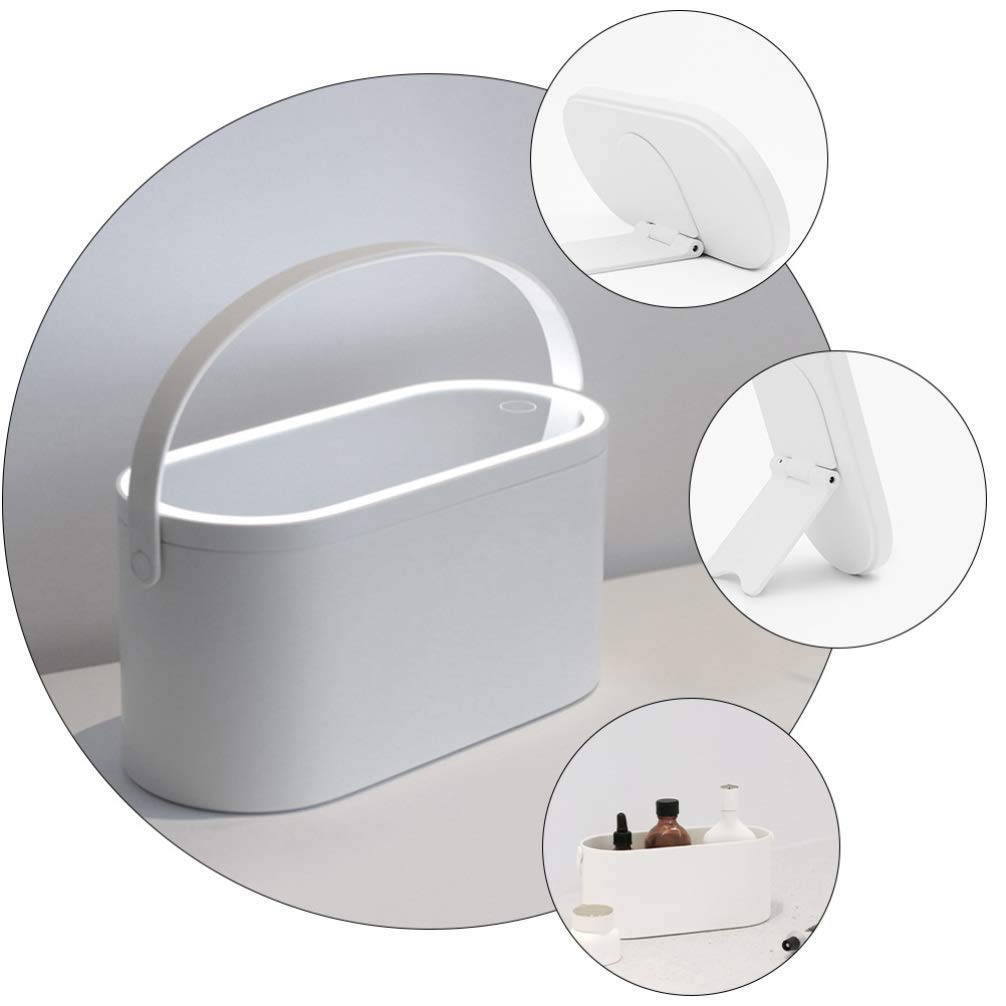 VALICLUD Portable Makeup Organizer with LED Light Mirror - Travel Cosmetic Storage Case for Makeup Brushes, Lipsticks & Beauty Essentials | Perfect for Travel, Home Vanity & Professional Makeup Artists