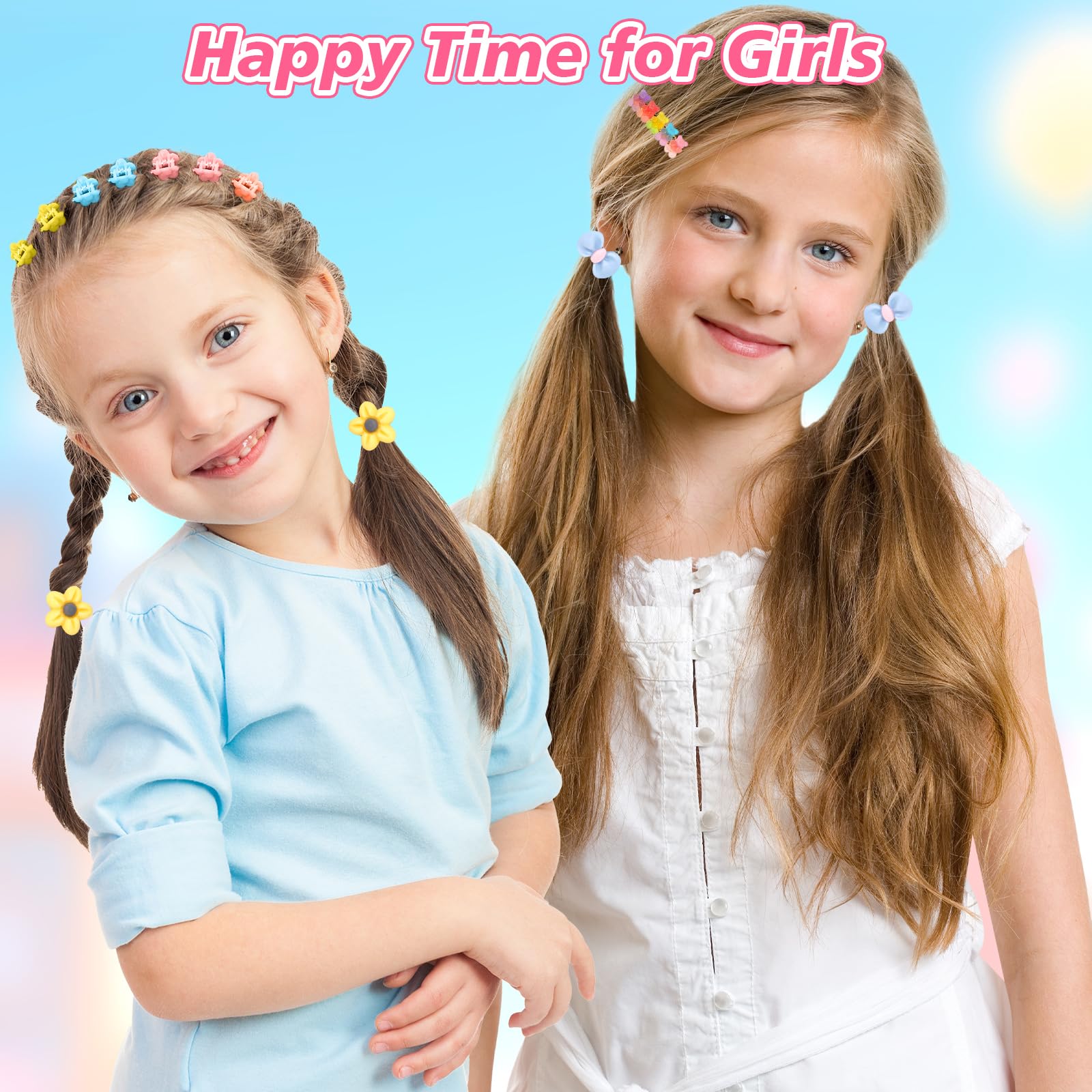 56PCS Girls Hair Clips Set - Cute Bunny Ear Barrettes, Bows & Hair Accessories for Toddlers Ages 3-8 | Perfect for School, Parties & Daily Styling