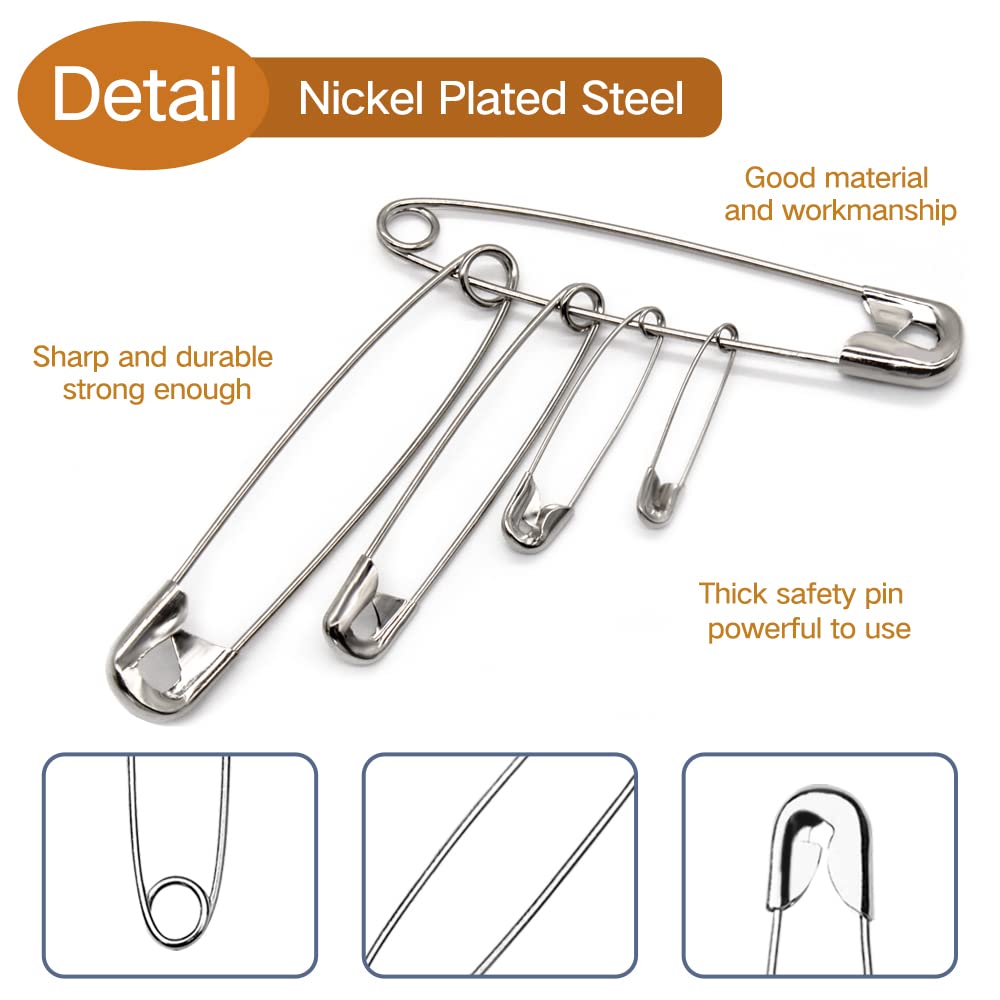 200Pcs Large Safety Pins 2.2 Inch for Clothes Sewing & Crafts
