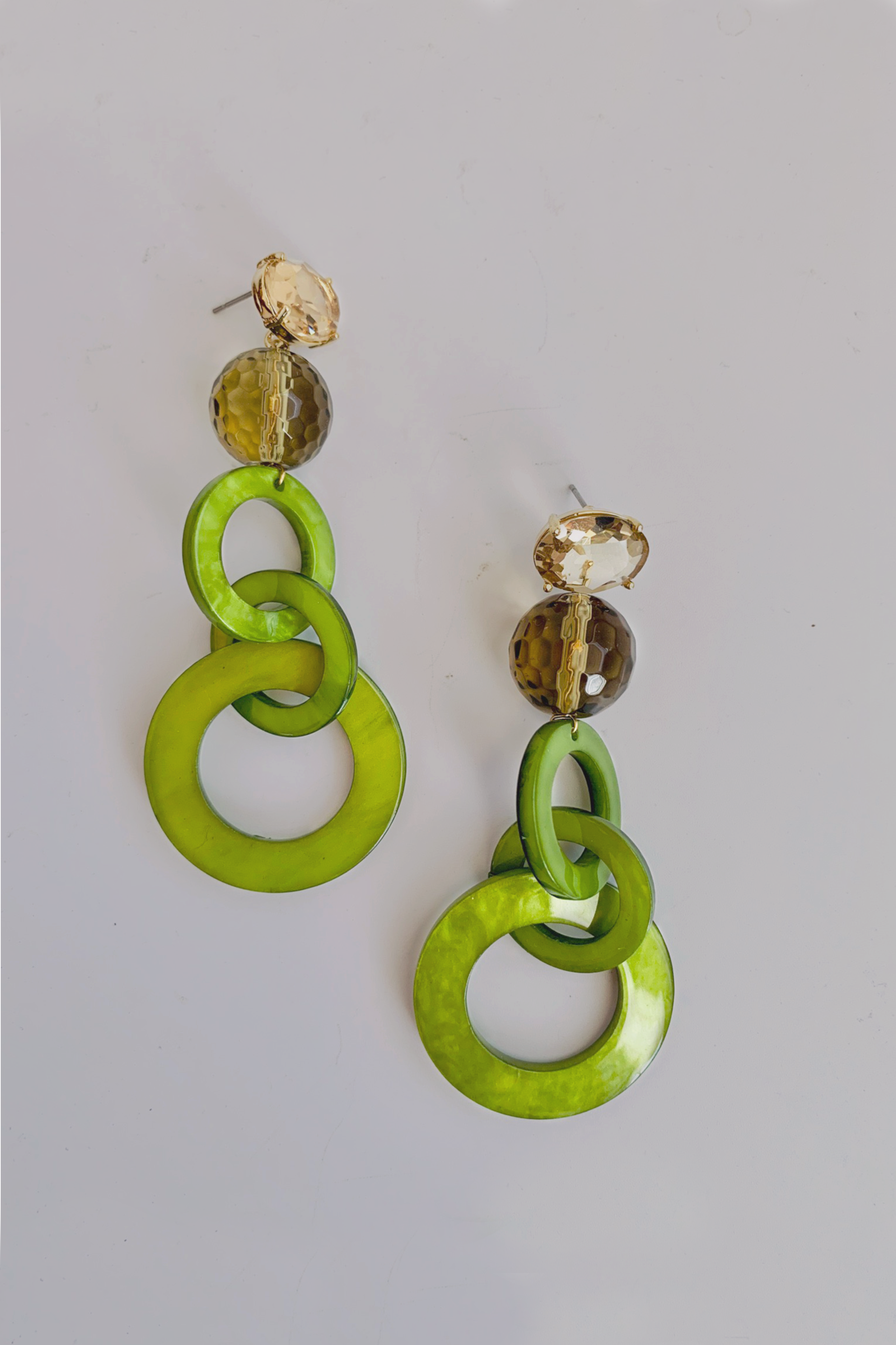 Elegant Green Linear Link Drop Earrings for Women - Perfect for Parties, Weddings & Everyday Wear