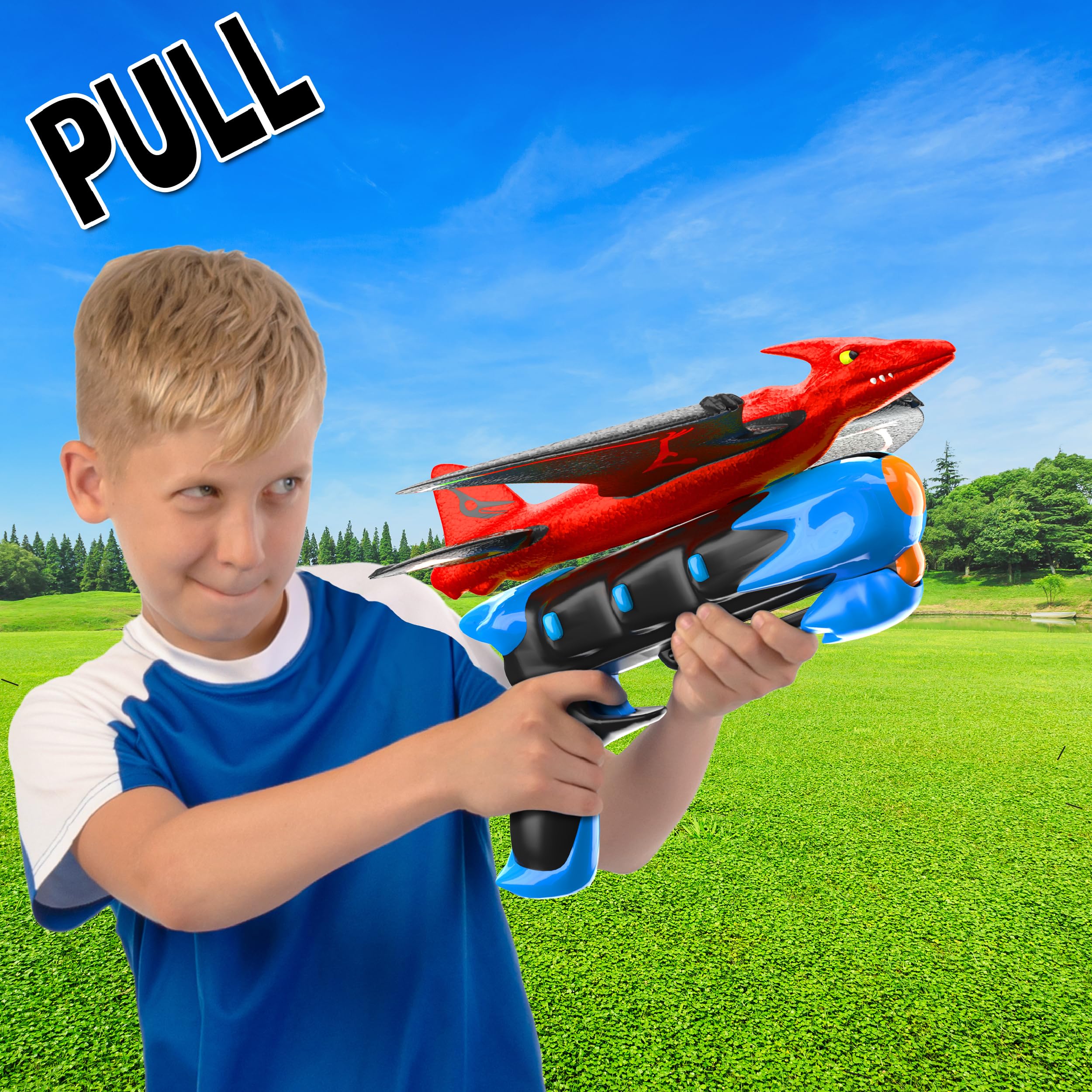 MindSprout Dino Launchers - STEM Airplane Toys for Kids Ages 3-7 - Outdoor & Indoor Flying Dinosaur Launcher Toy for Boys & Girls - Perfect for Backyard Play, Birthday Gifts & Family Fun Activities