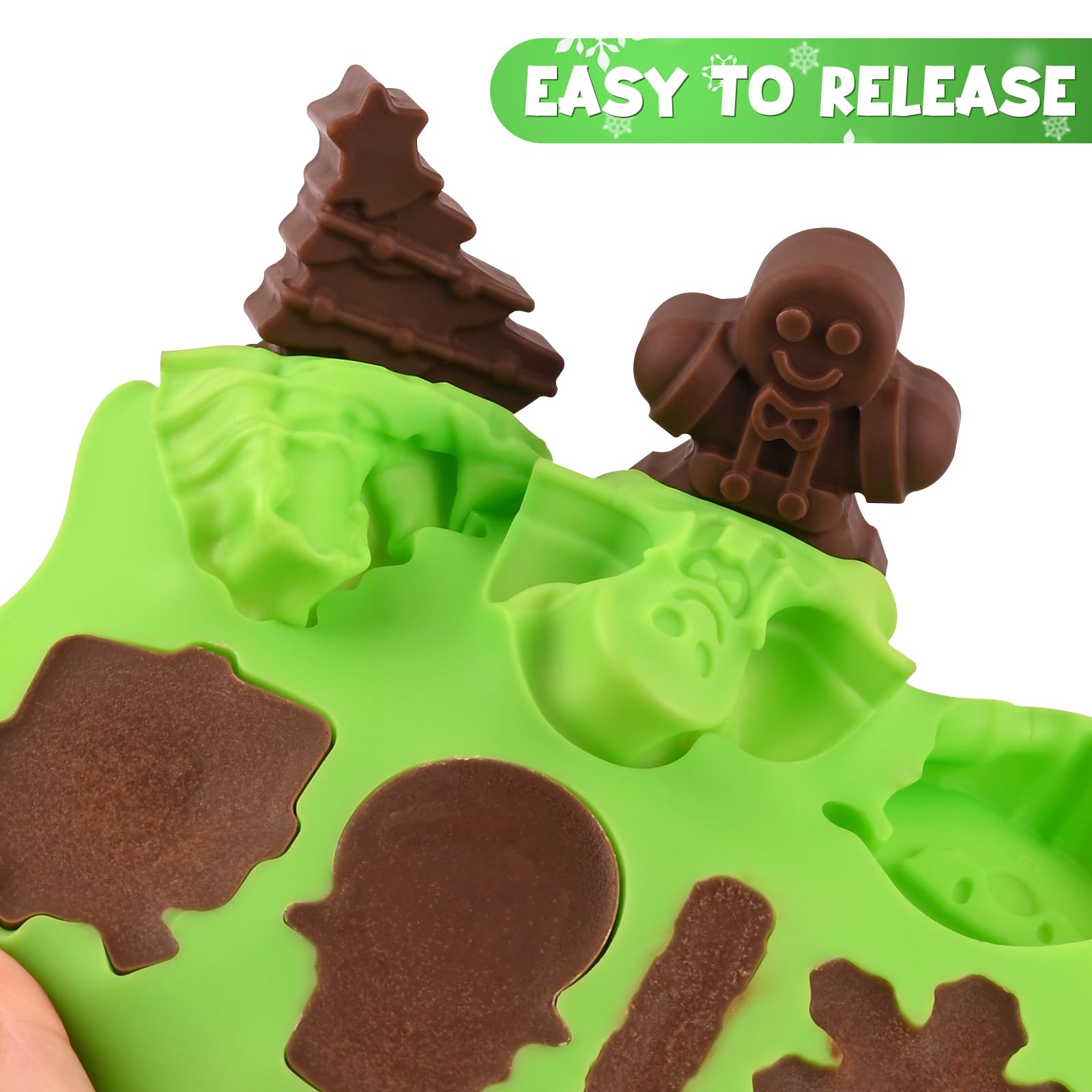 Christmas Chocolate Molds Set - 4 Pack Silicone Candy Molds with 14 Cavities for Baking, Chocolate, Gummy, Jello & Wax Melts - Xmas Theme Holiday DIY Treats & Party Decorations