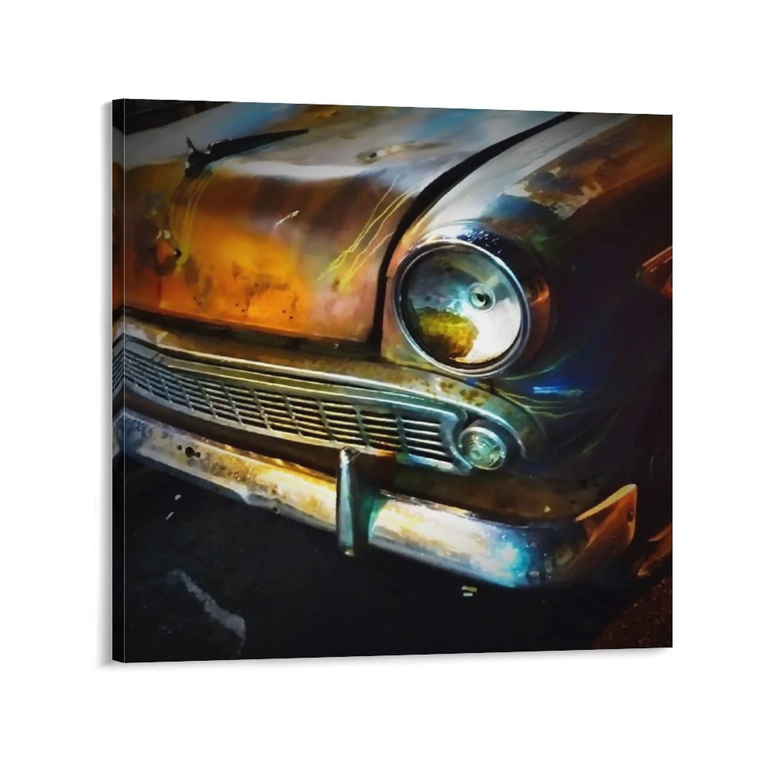 Vintage Aesthetic Car Posters for Bedroom - Canvas Wall Art Decor (20x20inch/50x50cm) - Perfect for Home Decor, Room Makeover & Unique Gift Ideas