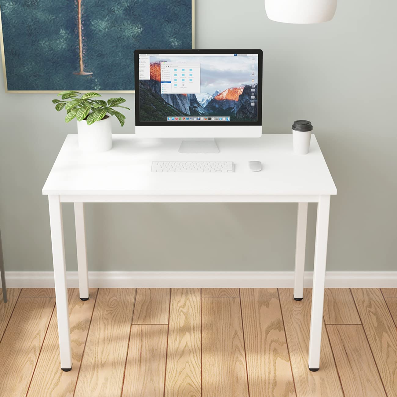 SogesPower 39 Inch White Computer Desk - Home Office Workstation for Study, Writing, PC & Laptop | Perfect for Small Spaces, Remote Work & Online Learning
