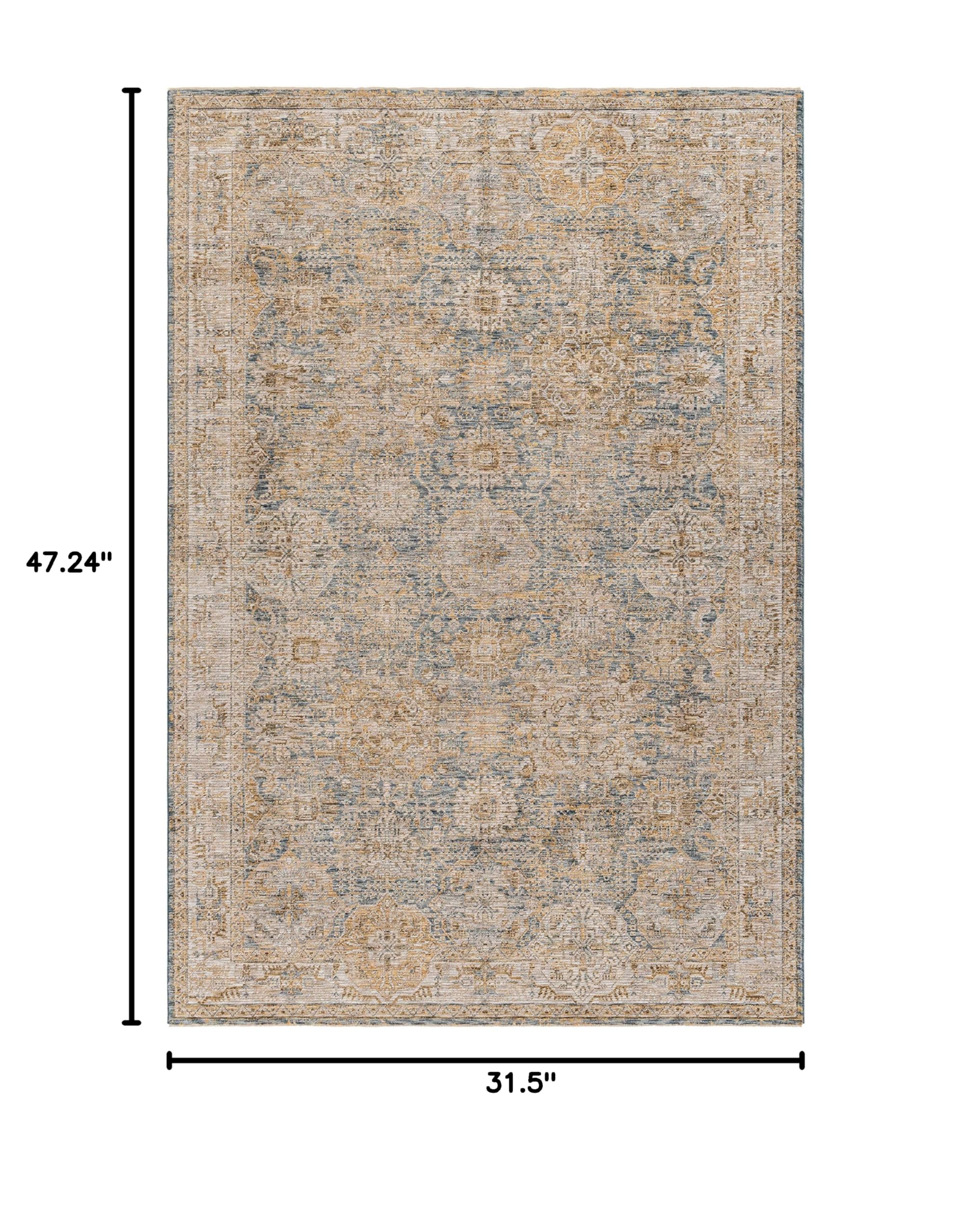 Premium Hauteloom Ange Area Rug for Living Room & Bedroom - Soft & Durable in Brown, Gray, Beige - 2'7