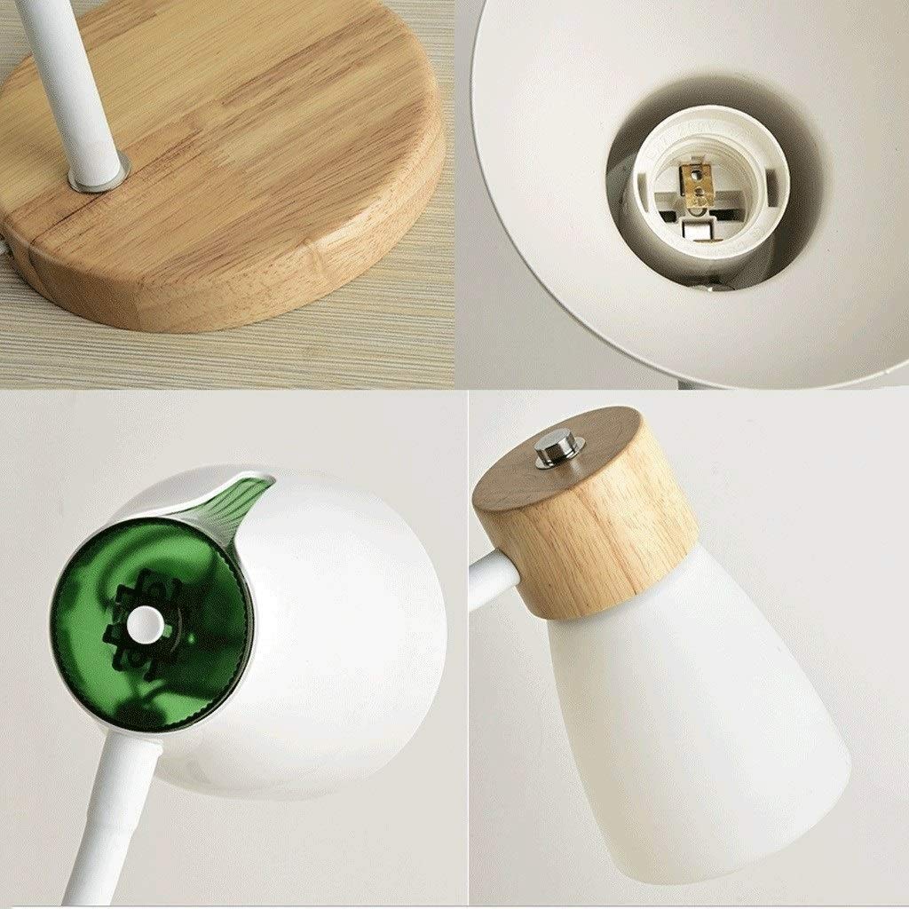 Adjustable Goose Neck Table Lamp with Wooden Base - Eye-Caring LED Desk Lamp for Study, Bedroom & Office - White Nightstand Lamp for Reading, Working & Relaxing