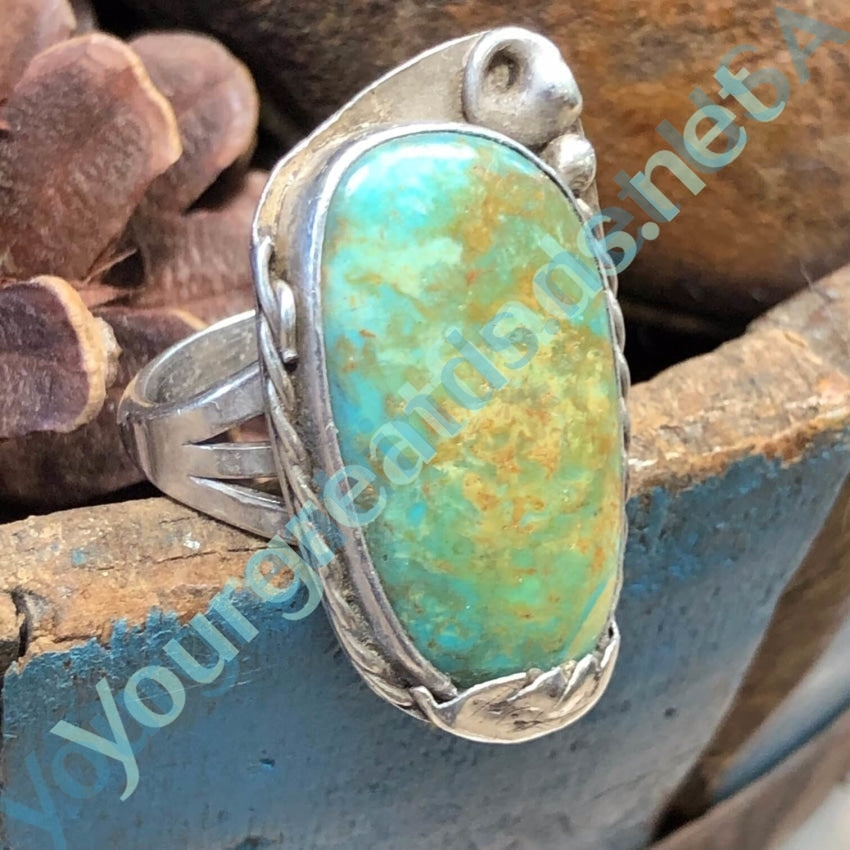 Authentic Navajo Turquoise Ring - Sterling Silver Size 9.5 & 10 - Handmade Native American Jewelry for Women - Perfect for Boho Fashion, Gift Giving & Special Occasions