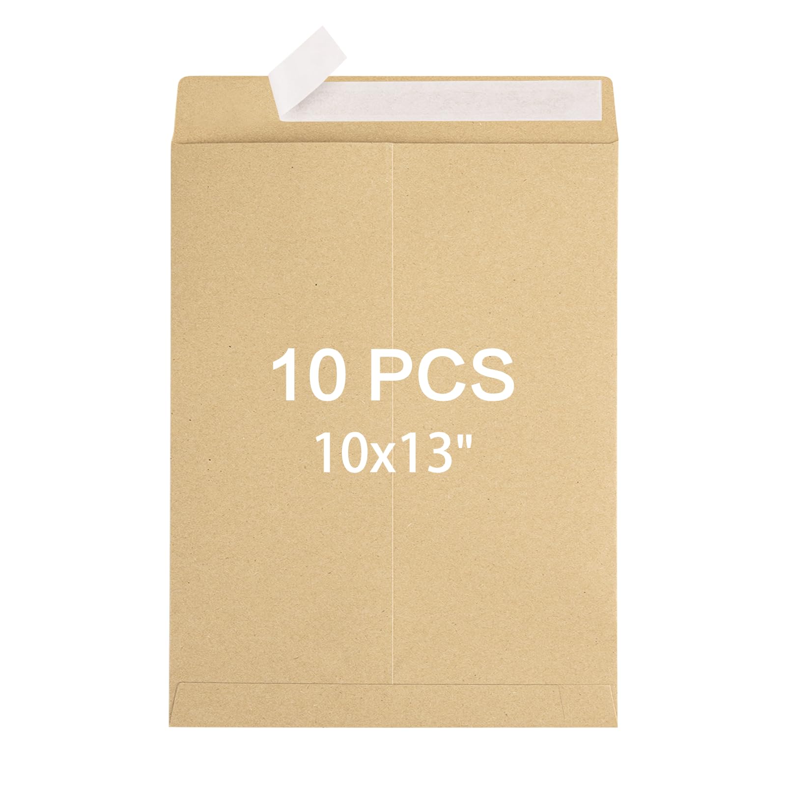 10-Pack 10x13 Inch Self-Seal Mailing Envelopes - Printable Kraft Brown Security Envelopes for Invitations, Documents & Organizing | Peel & Seal Closure | 140g Durable Paper | Perfect for Business, Office & Home Storage