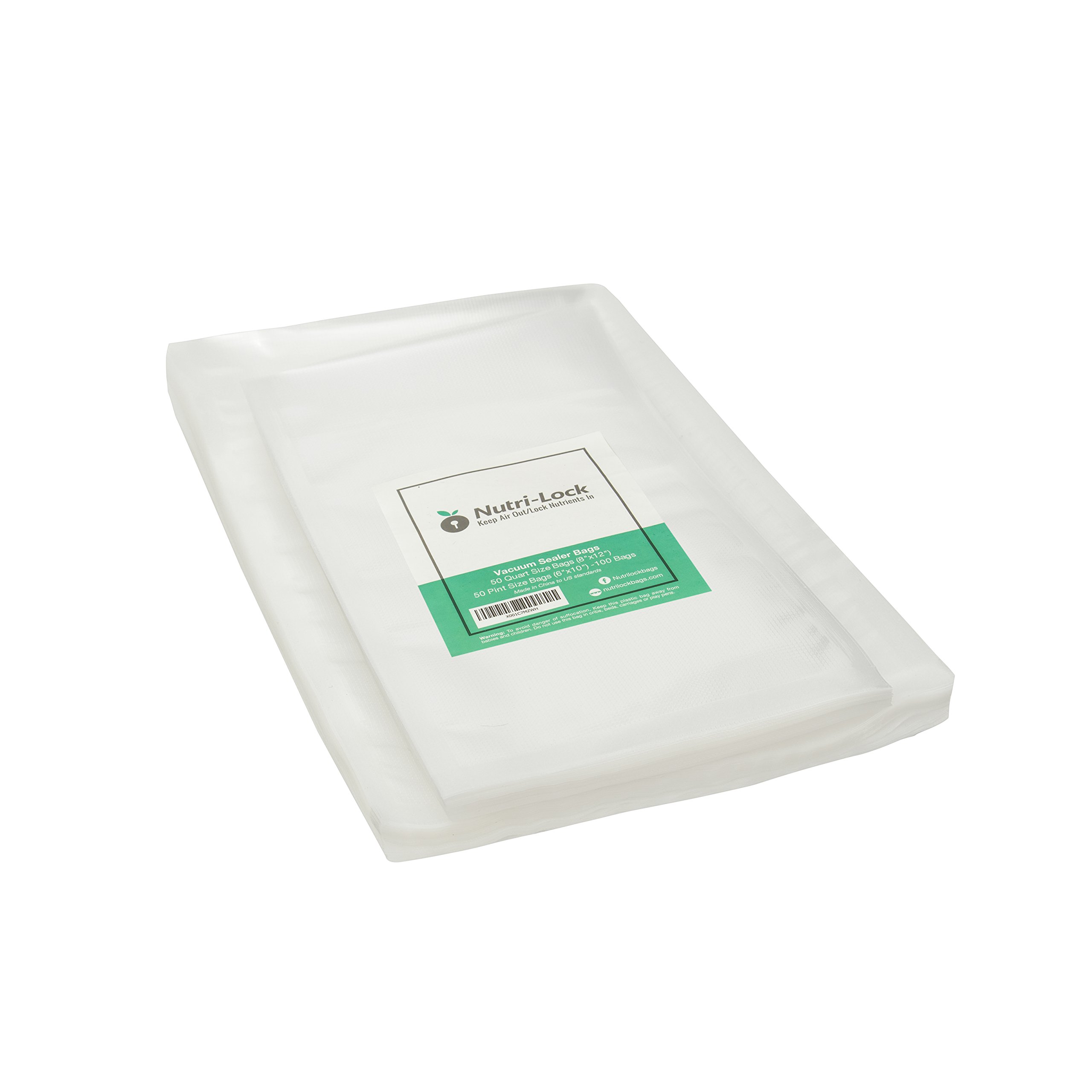 Nutri-Lock Vacuum Sealer Bags - 50 Pint (6x10) & 50 Quart (8x12) BPA-Free Vacuum Seal Bags - Heavy Duty Commercial Grade for Food Preservation, Sous Vide Cooking & Long-Term Freezer Storage