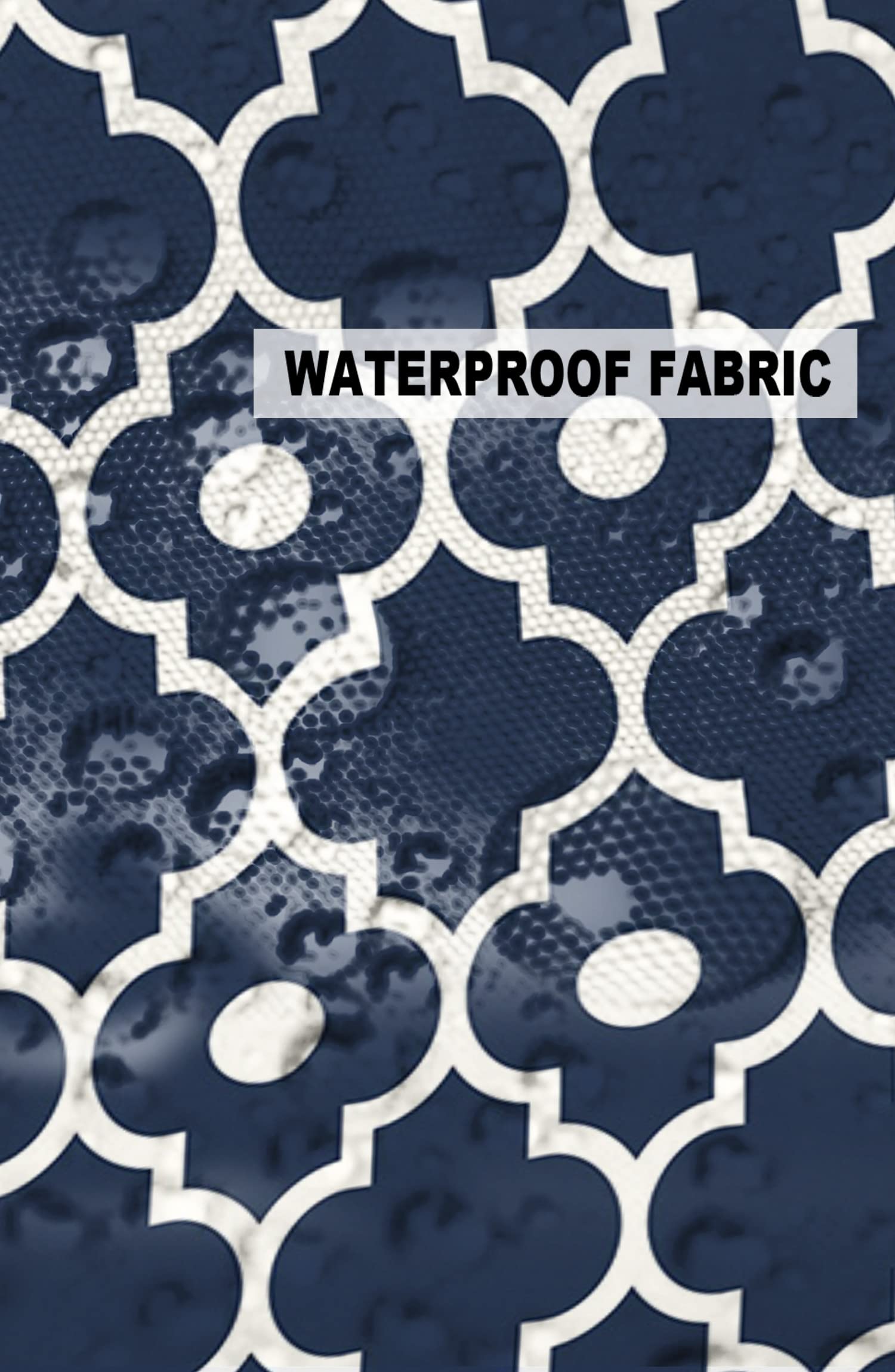 Waterproof Outdoor Throw Pillow Covers 24x24 Inch - Set of 2 Plaid Geometric Cushion Covers for Patio, Garden, Sofa & Chair - Navy Blue Polyester Decorative Pillow Cases for Living Room, Porch & Outdoor Furniture