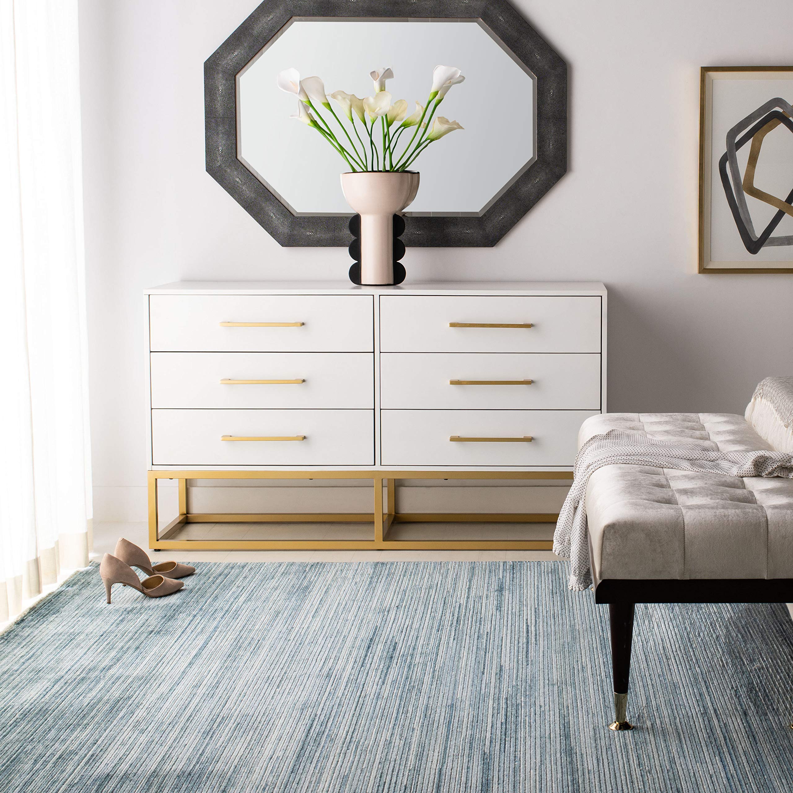 Safavieh Couture Home Estelle White 6-Drawer Dresser - Modern Bedroom Storage Furniture for Organizing Clothes & Accessories | Perfect for Master Bedroom, Guest Room & Dorm Decor