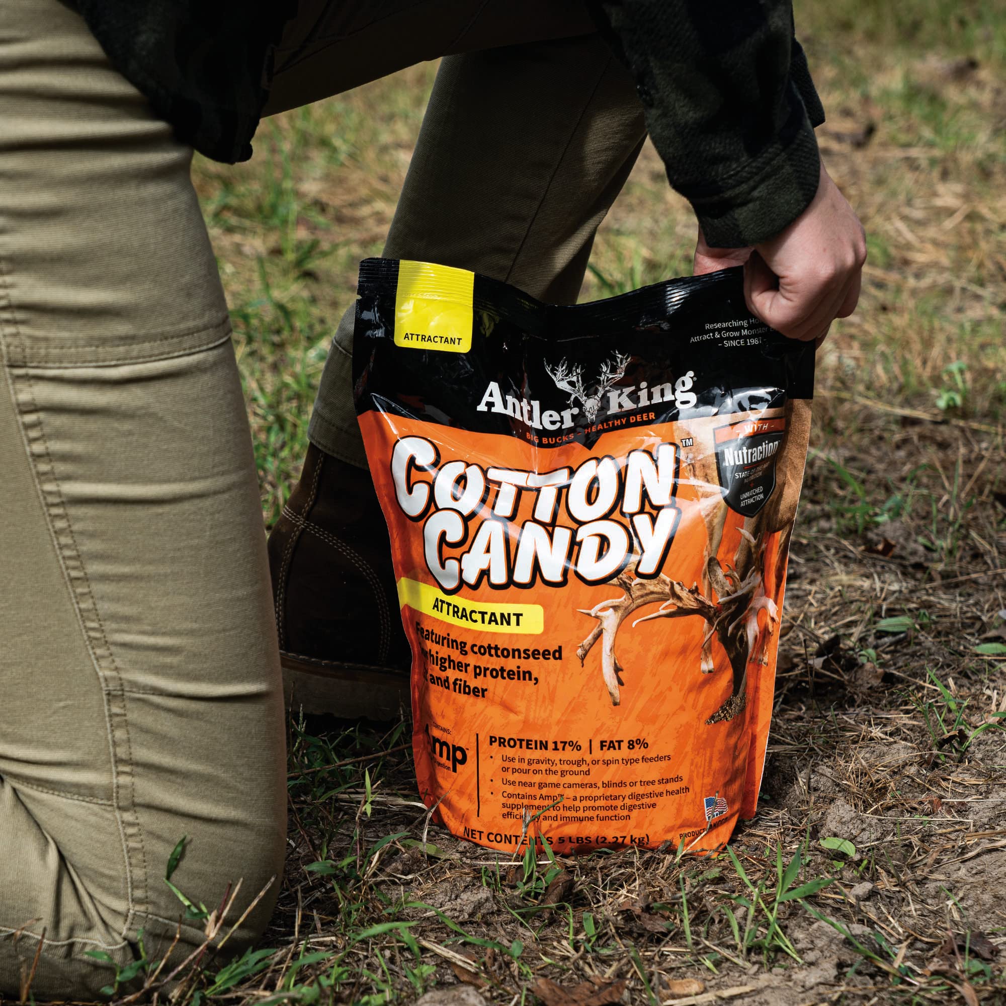 Antler King Cotton Candy Deer Attractant - High Protein & Fat Formula for Healthy Deer Growth, 5lb Cottonseed-Based Food Mix - Ideal for Hunting Season & Wildlife Feeding Stations