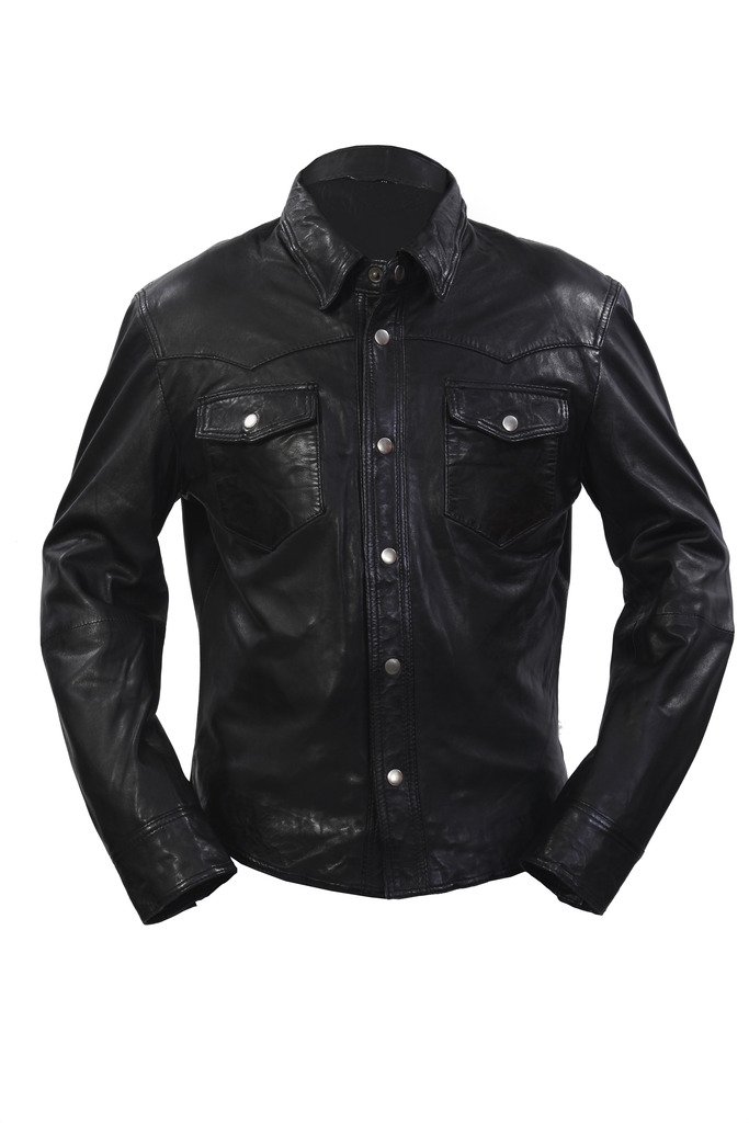 Retro Slim Fit Black Leather Denim Jacket for Men - Vintage Style Casual Wear for Outdoors, Parties & Everyday Fashion