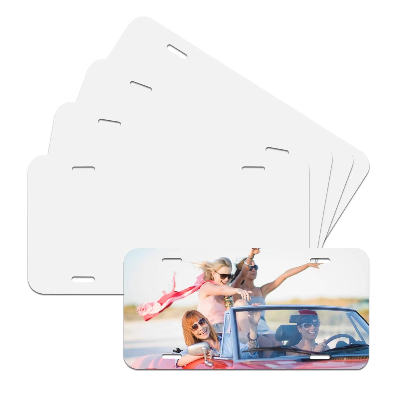 4 Pcs Sublimation License Plate Blanks - DIY Custom Aluminum Metal Car Plates for Personalized Vehicle Design (White) | Perfect for Gift Ideas, Car Enthusiasts & Custom Automotive Projects
