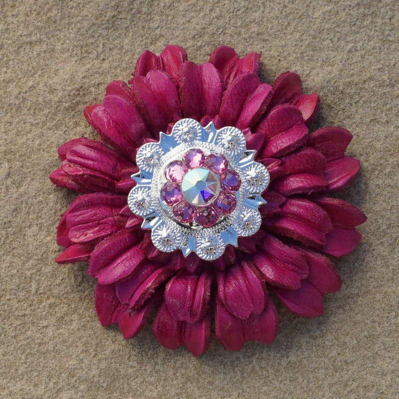 Hot Pink Daisy Flower Concho with Bright Silver Pink & AB - Perfect for Western Boots, Belts, and DIY Craft Projects