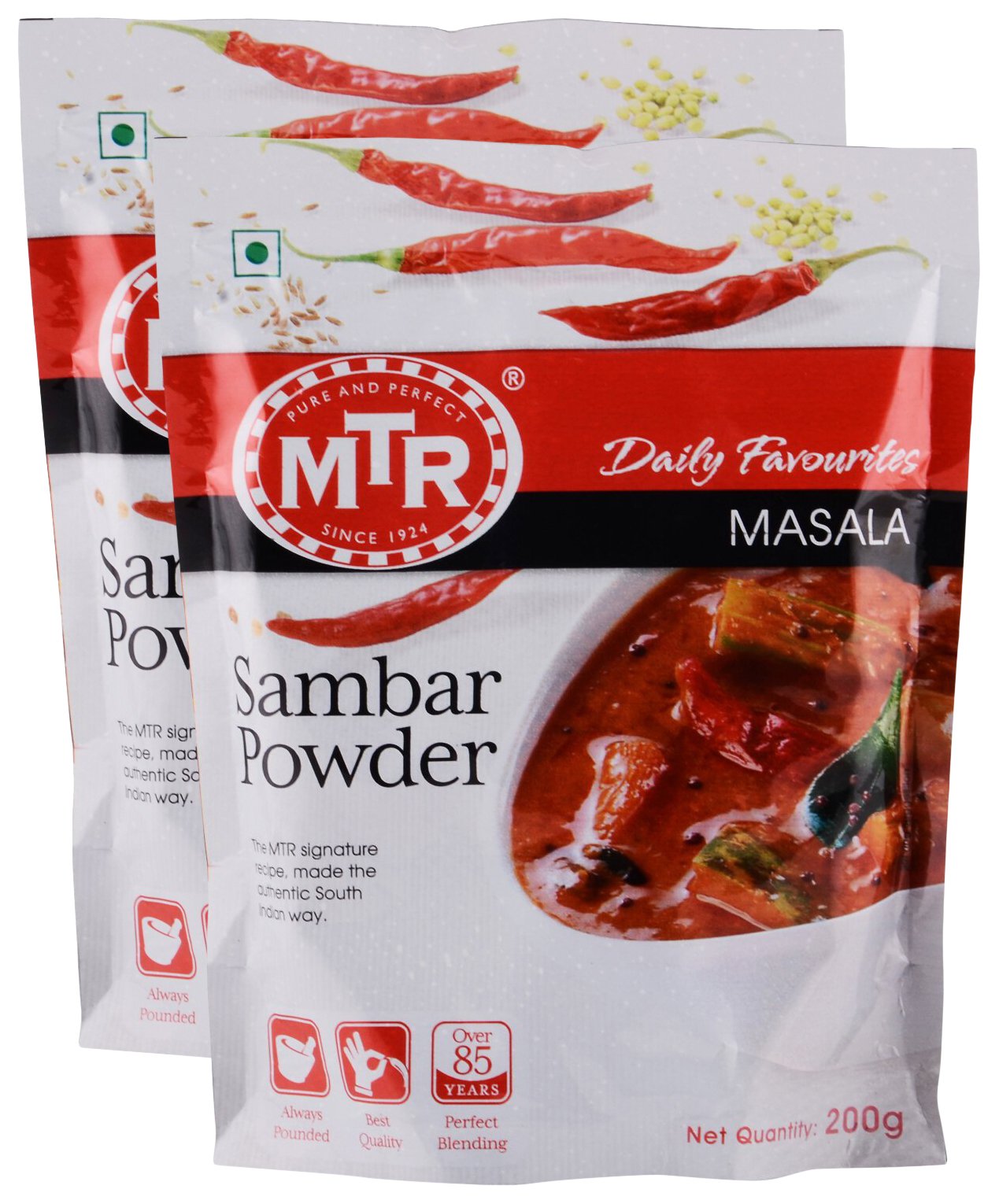 MTR Sambar Powder 200g (Pack of 2) - Authentic Indian Spice Mix for Curry, Lentil Soup & Rice Dishes - Perfect for Home Cooking & Meal Prep
