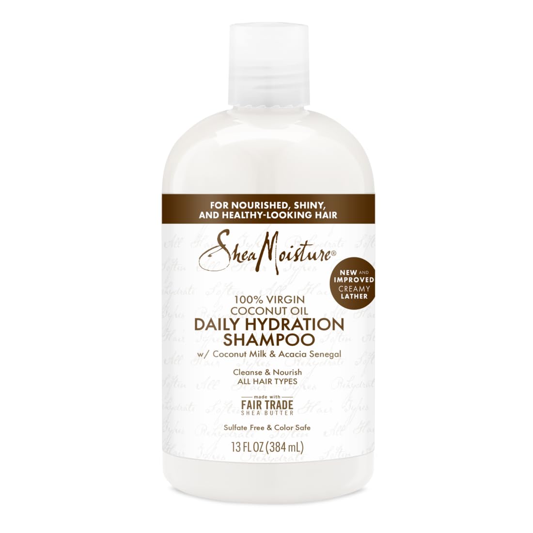 SheaMoisture Daily Hydration Shampoo with 100% Virgin Coconut Oil - Sulfate-Free for All Hair Types - 13 oz - Perfect for Dry, Damaged & Curly Hair Care Routine