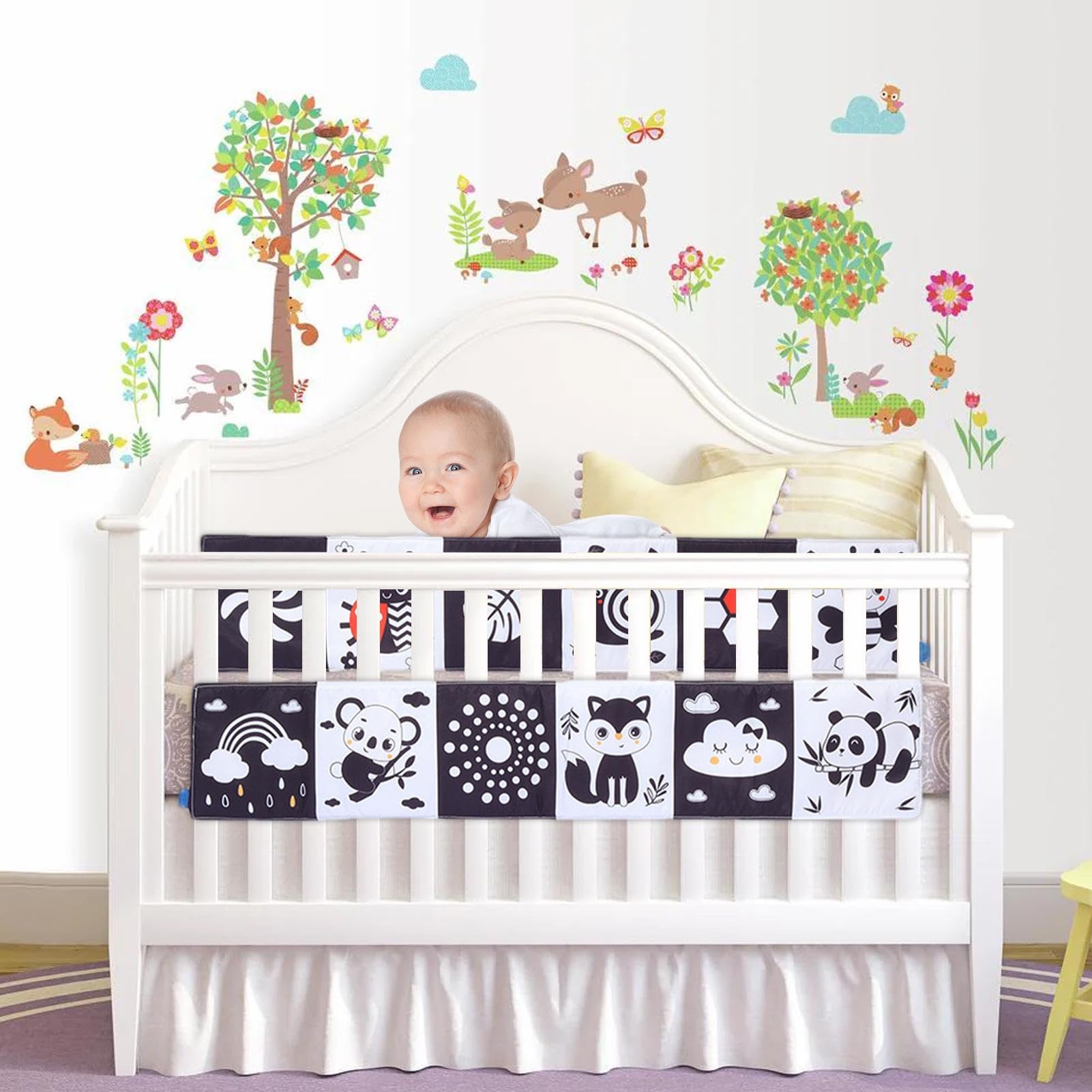 XIAYANG Baby Cloth Books - Soft Early Education Sensory Toys | Black & White Fabric Book for Newborns & Infants | Perfect for Birthday, Children's Day & Easter Gifts | Montessori Learning & Travel Activity Toy