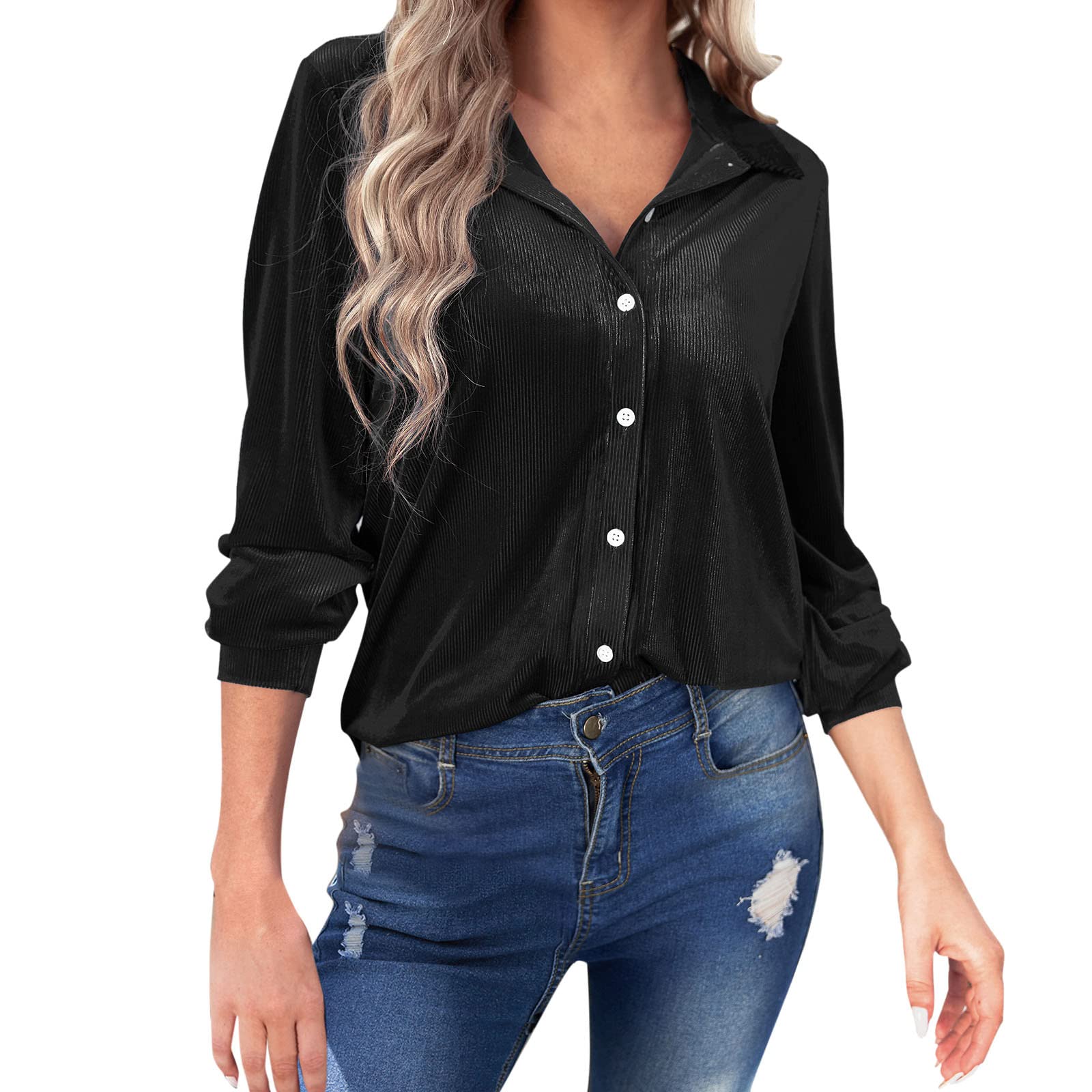 Women's Comfortable Casual Loose Tunic Tops - Gradient Print Short Sleeve V-Neck T-Shirts for Everyday Wear, Work & Weekend Outfits