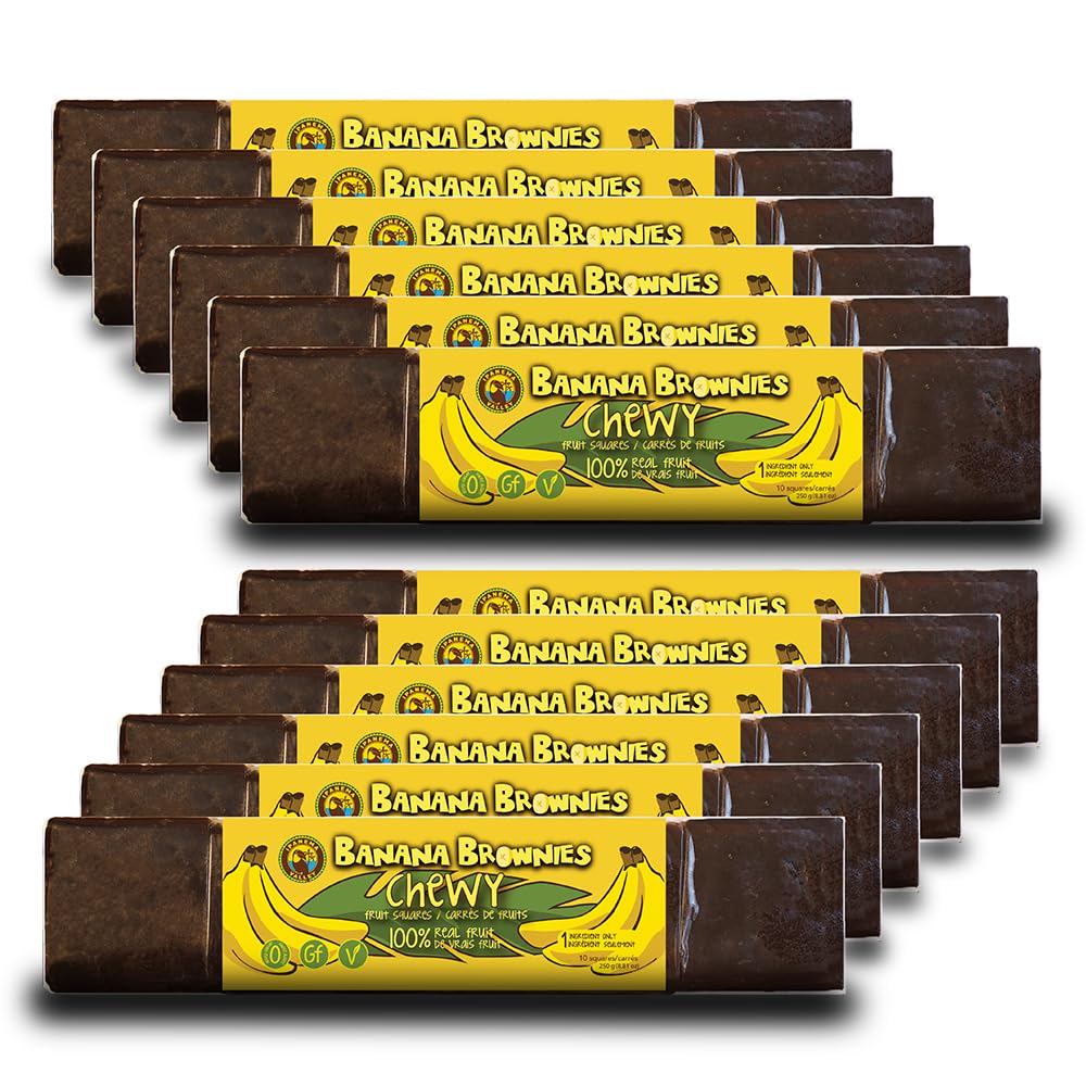 Ipanema Valley Banana Brownies 250g - 12 Pack (120 Squares Original) - Vegan, Gluten Free, No Sugar Added, All Natural Fruit Snacks - Perfect for Healthy Snacking, Lunch Box Treats & On-the-Go Energy Boost