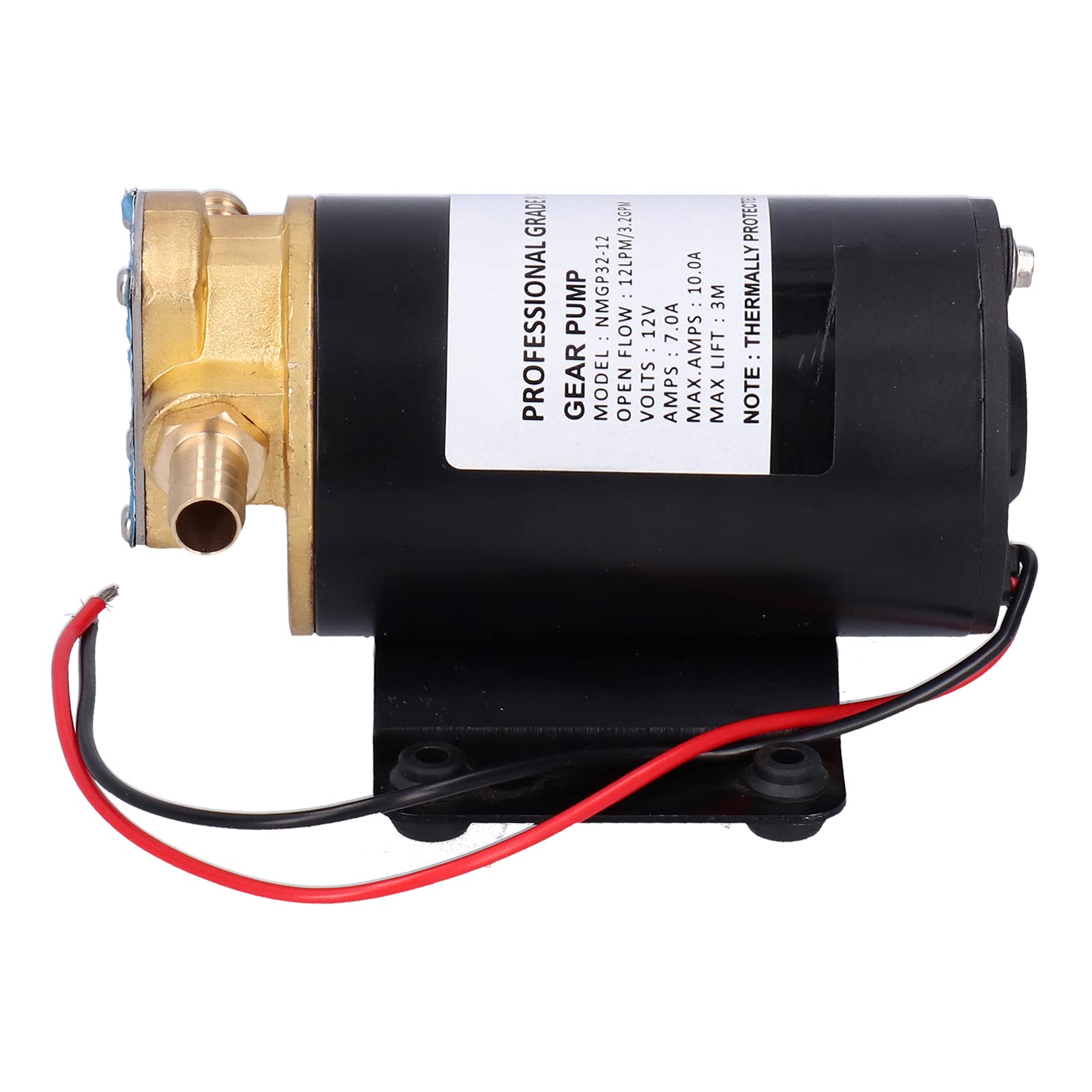 12V 12LPM 9.8ft Self-Priming Gear Pump for Water, Fuel, Oil Transfer - Ideal for Marine, RV, and Industrial Fluid Transfer Applications