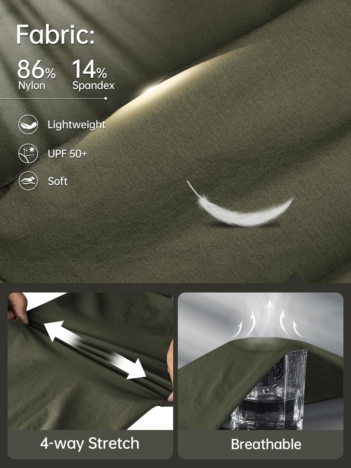 FREE SOLDIER Men's Outdoor Cargo Hiking Pants with Belt - Lightweight Waterproof Quick Dry Tactical Pants - Nylon Spandex Stretchable - Perfect for Camping, Hiking & Outdoor Adventures