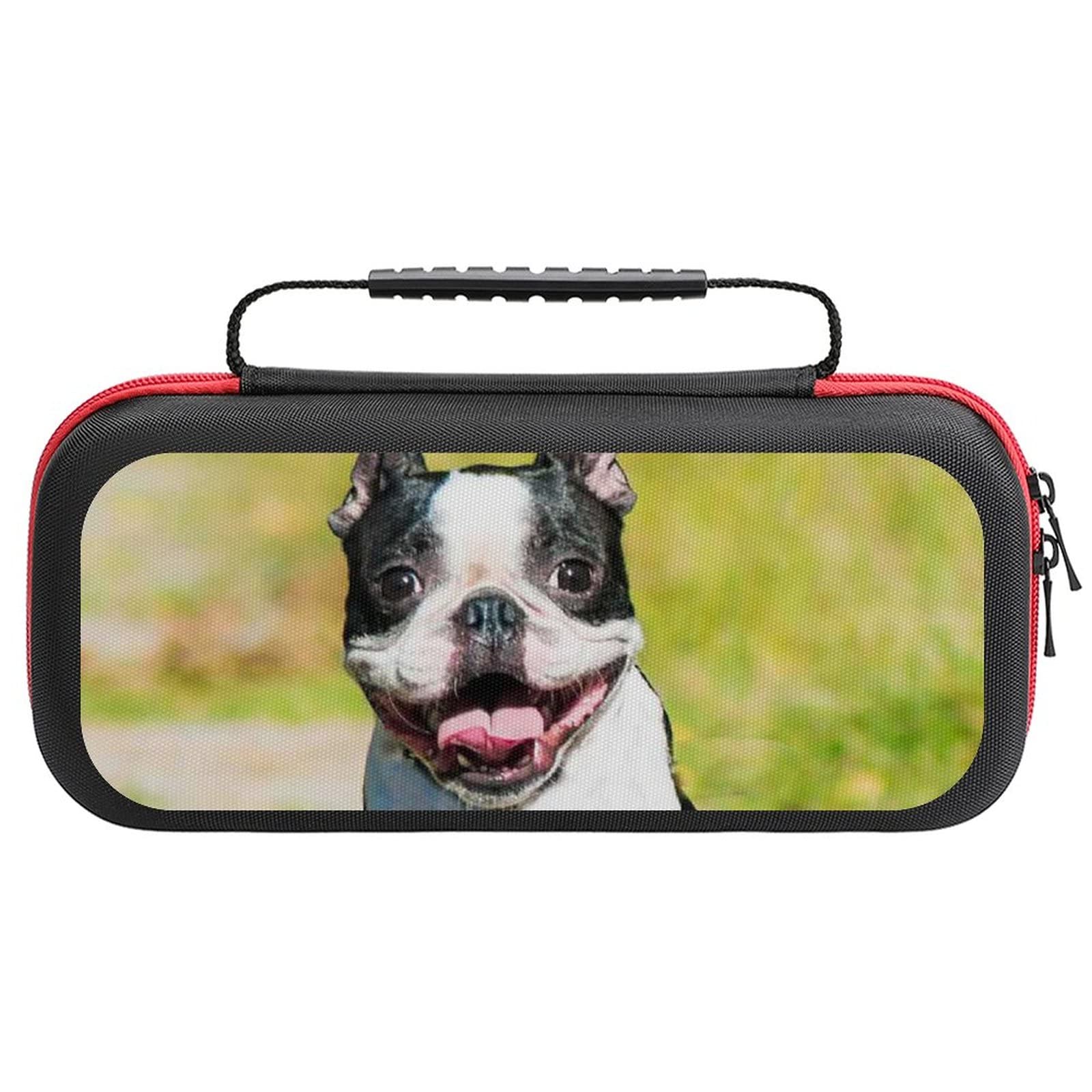 FunnyStar Happy Boston Terrier Nintendo Switch Carrying Case - Protective Shell Storage Handbag for Travel, Commuting & Gaming On-The-Go