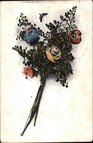 Vintage Antique Postcard - Parsley & Tulips Spray with Children in Fantasy Garden | Perfect for Collectors, Home Decor & Scrapbooking