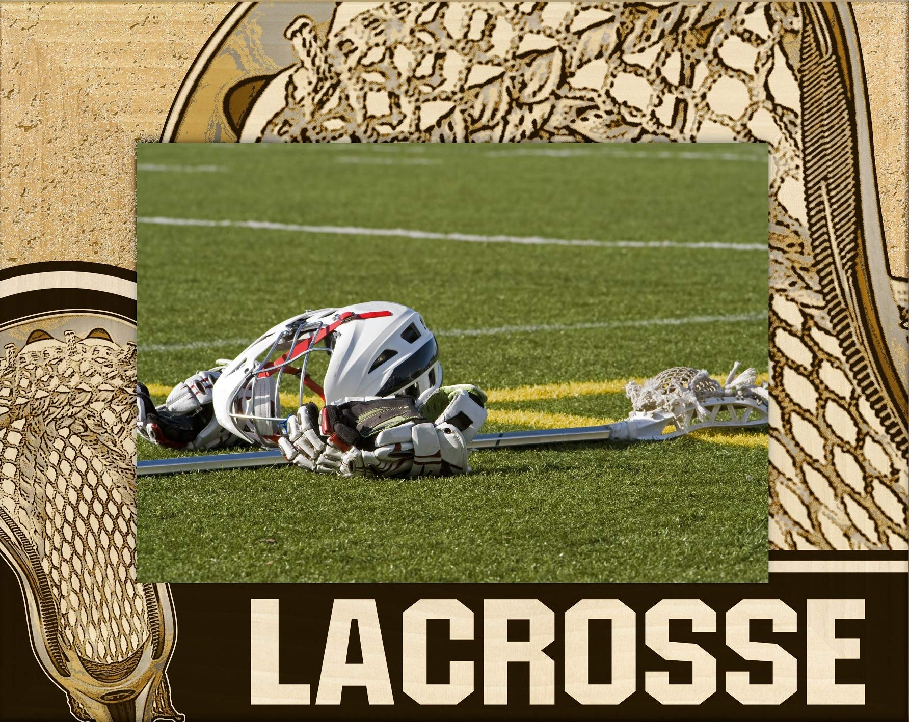 Personalized Lacrosse Laser Engraved Wood Picture Frame - Saddle Mountain Landscape Souvenir (5x7 inches) - Perfect for Sports Memorabilia, Home Decor & Gifts