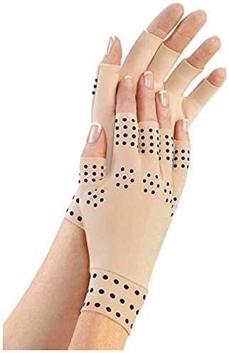 Magnetic Arthritis Gloves for Pain Relief - Finger Correction Splint & Compression Gloves for Joint Support - Fingerless Therapy Gloves for Hand Pain & Swelling Relief - Ideal for Daily Use, Typing & Household Chores