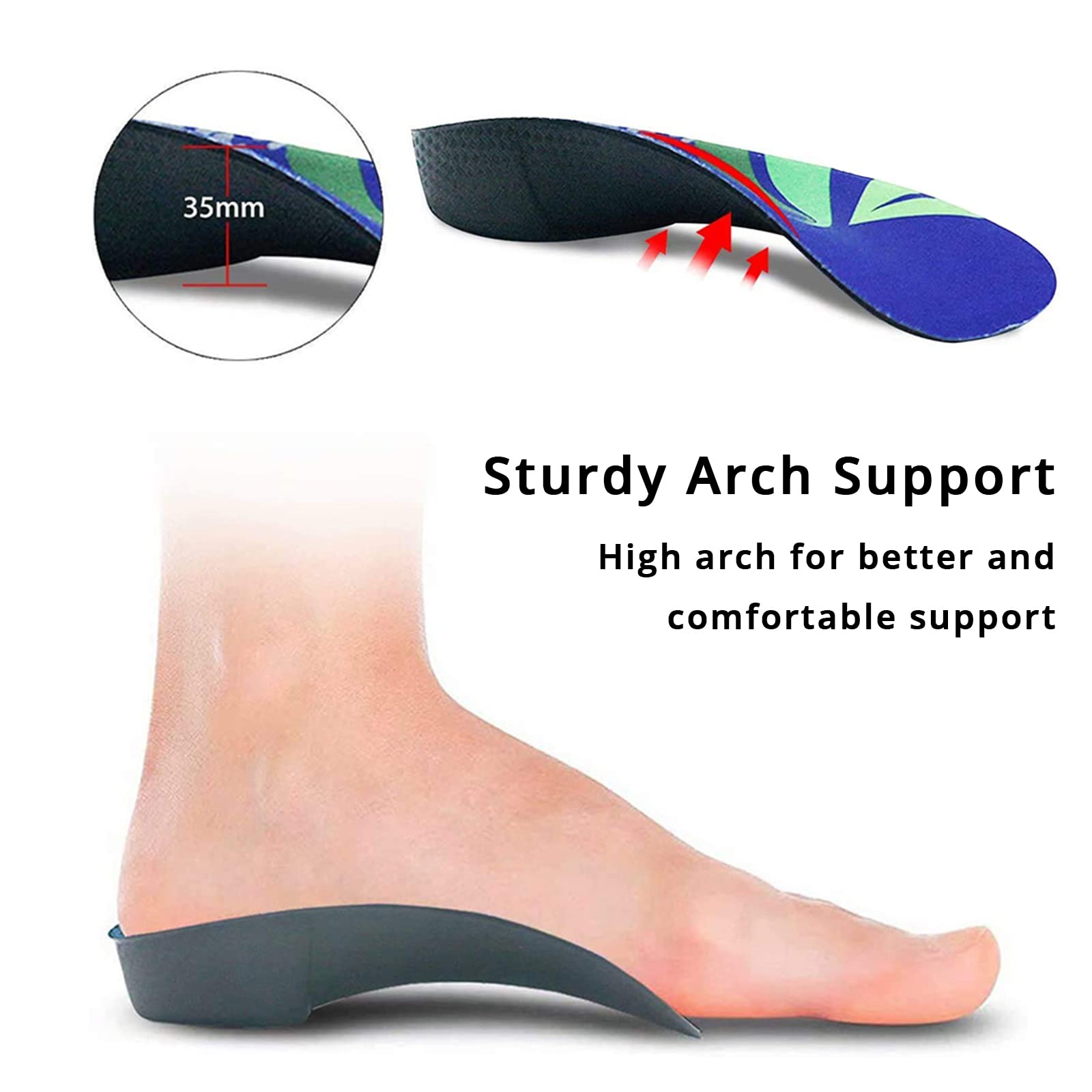 Best Orthotic Insoles for Over Pronation - 3/4 Length High Arch Support Inserts for Plantar Fasciitis, Flat Feet & Heel Pain Relief - Comfortable Shoe Insoles for Men & Women Running, Walking & Sports - Perfect for Daily Use & Athletic Activities