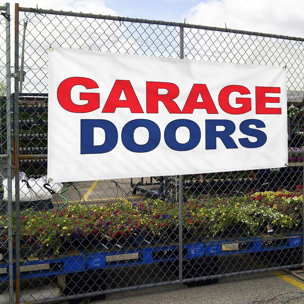 Custom Vinyl Banners for Garage Doors & Business Signs - Weatherproof Outdoor Yard Signs (60x144 Inches) with 10 Grommets - Red & Blue Options - Perfect for Storefronts, Events & Industrial Use