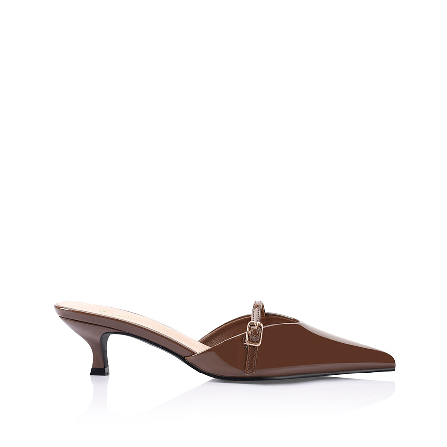 Lunar Pointed Toe Kitten Heels - Cocoa Brown Patent Leather Pumps for Women | Office Work, Date Night & Special Occasion Shoes