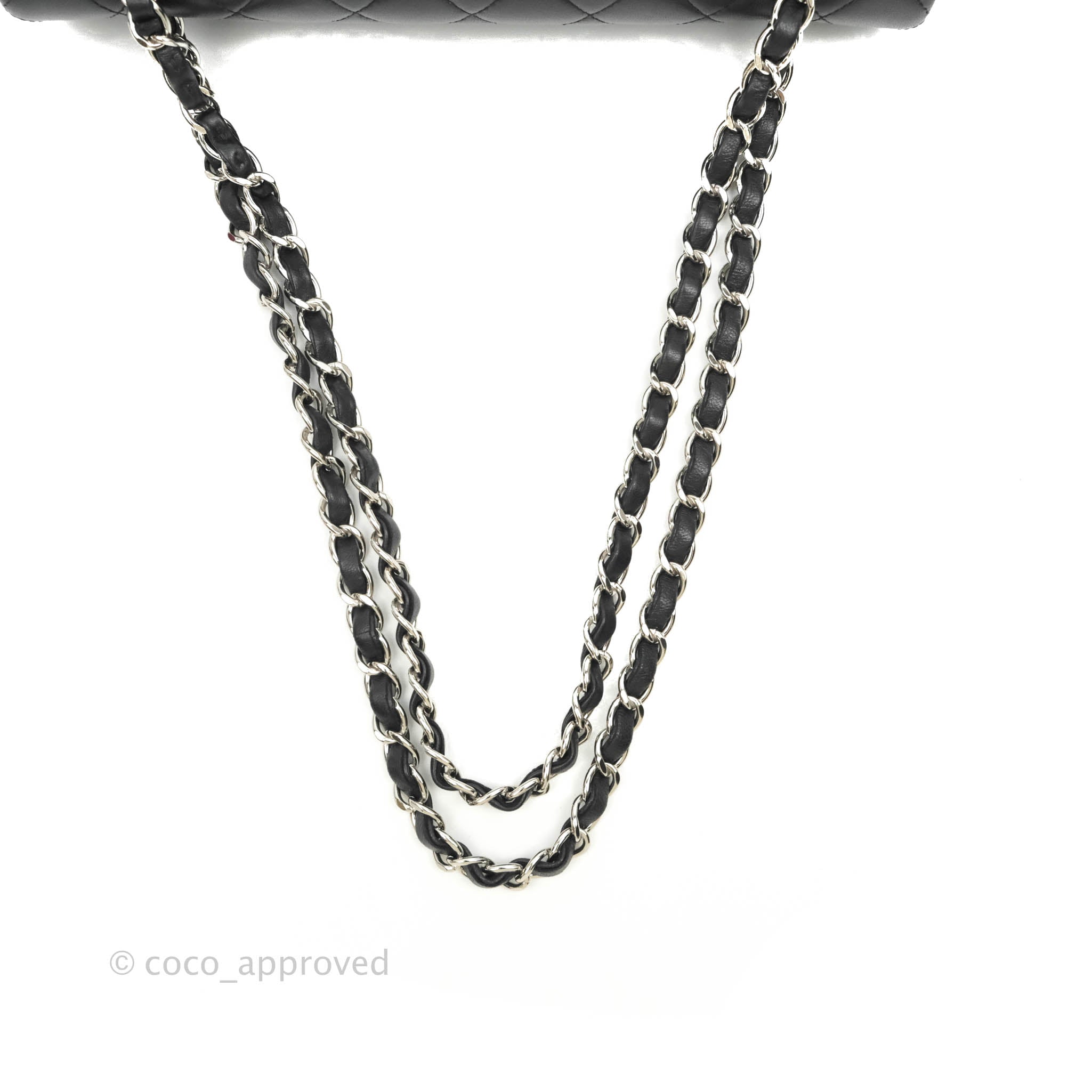 Chanel Classic M/L Medium Double Flap Bag - Black Lambskin Leather with Silver Hardware | Luxury Handbag for Women, Perfect for Work, Evening & Special Occasions