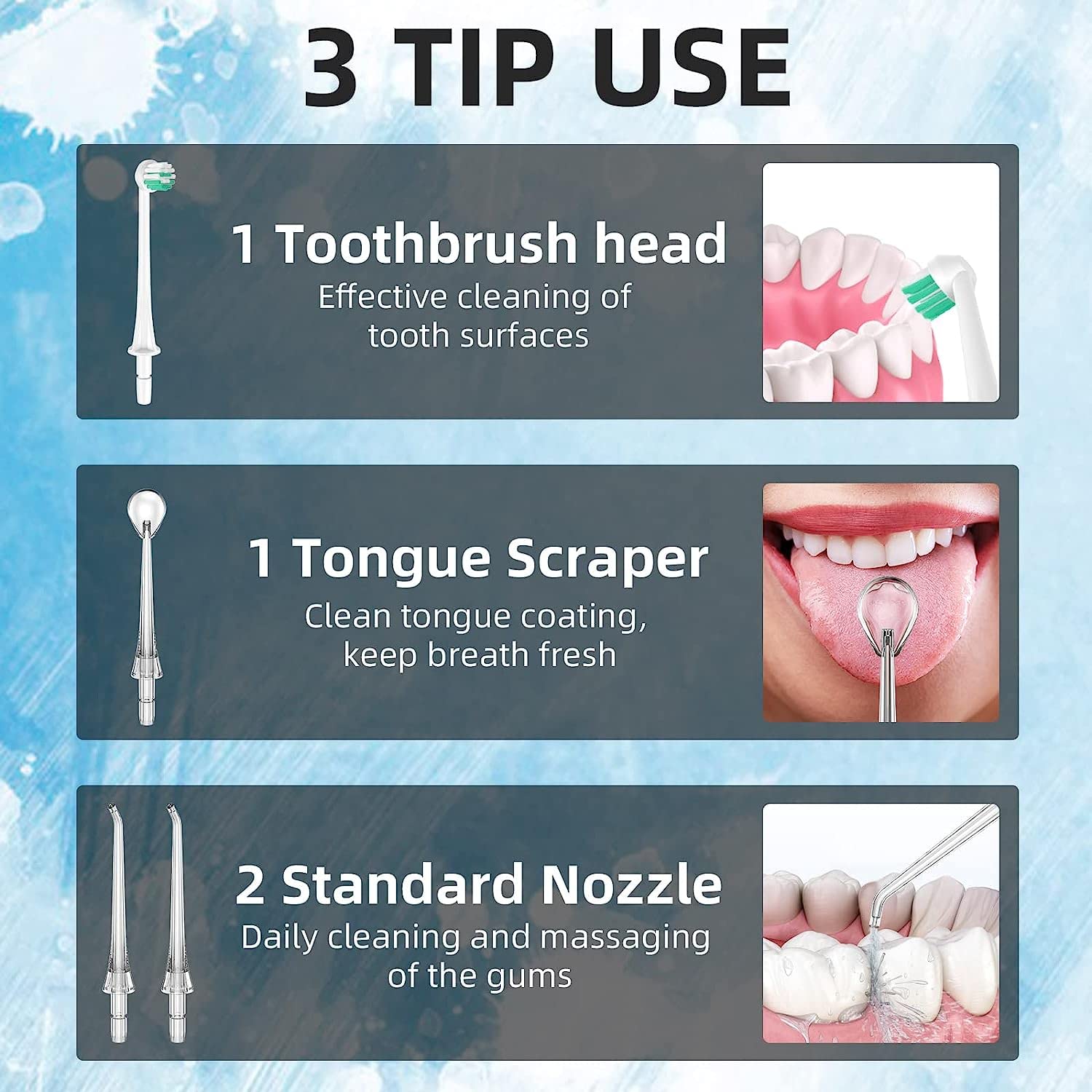 **Rechargeable Water Flosser for Teeth Cleaning - 4 Modes & 4 Tips, IPX7 Waterproof, 310ML Water Tank, Long Battery Life (Black) - Perfect for Travel, Home & Office Dental Care**